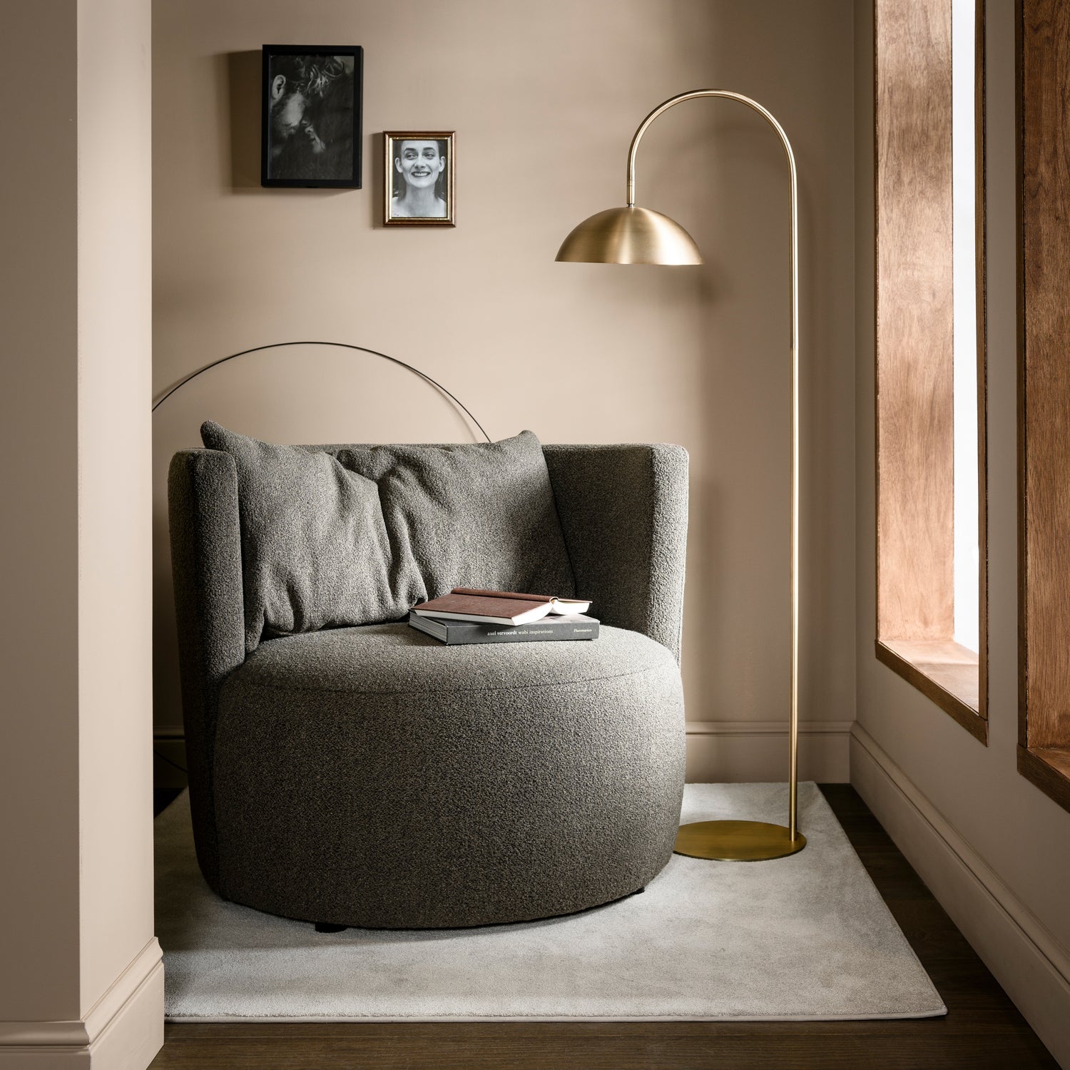 EXPLORE Armchair in Brown Bouclé