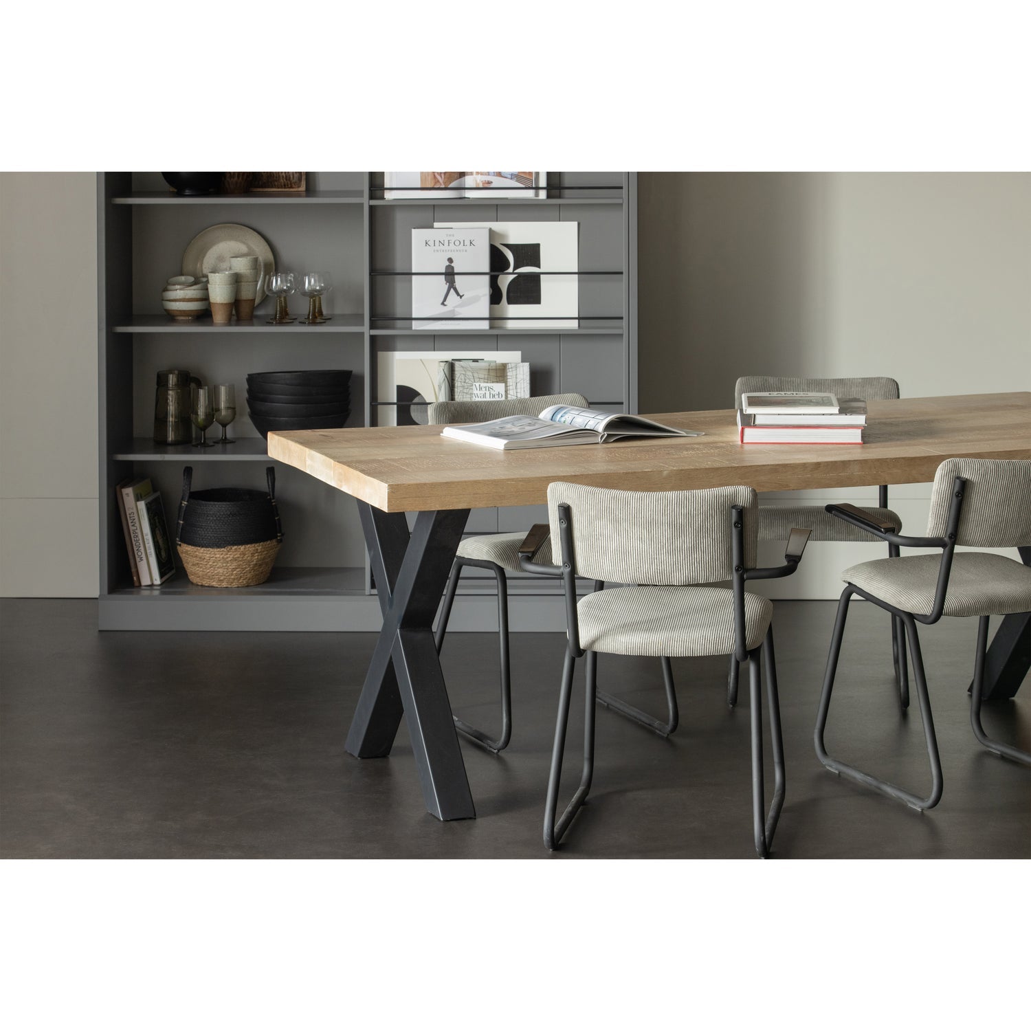 Rectangular Table TABLO Mango Wood with X-Shaped Base