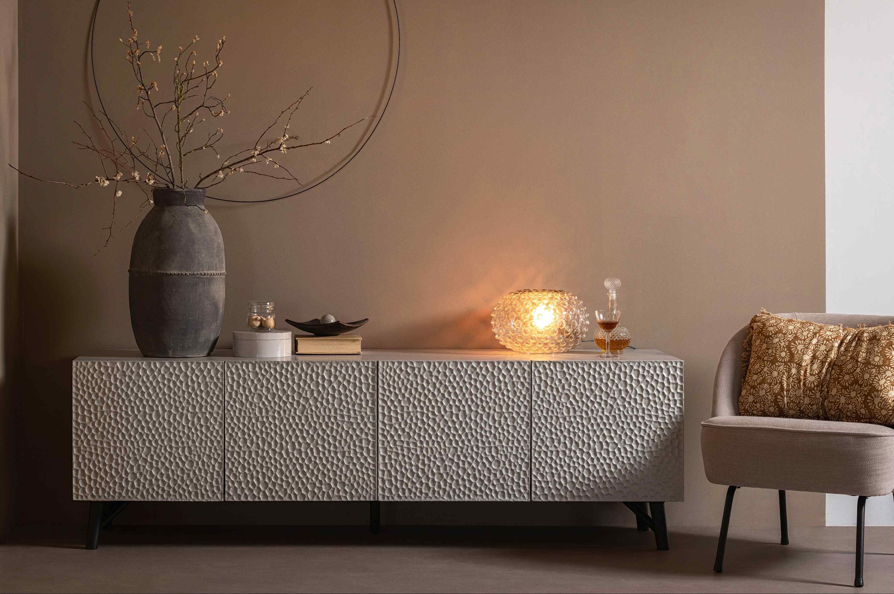 RTV cabinet Carved gray wood mango [julia] [Amelia spr]