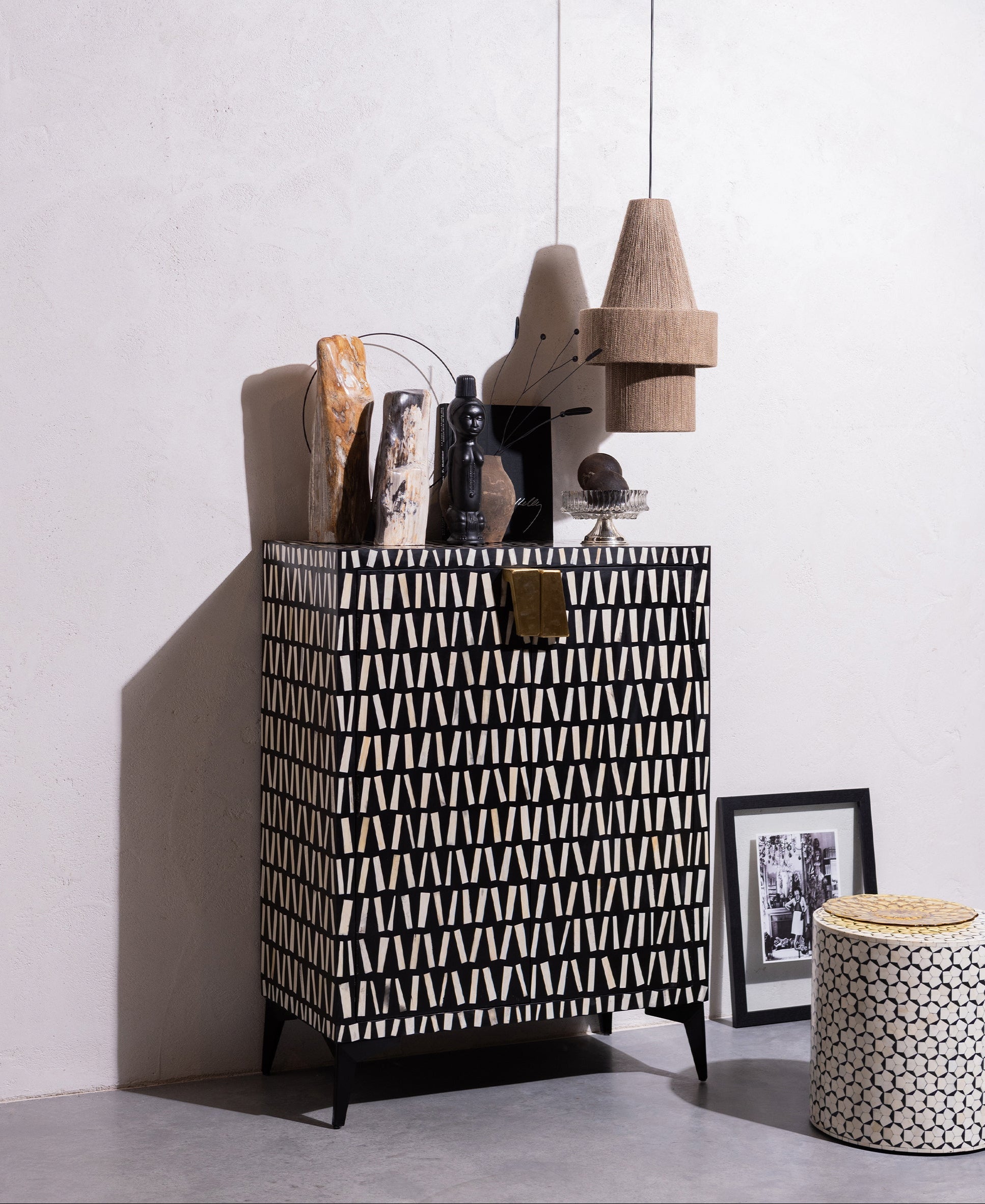 Menne Cabinet Wood Black/White