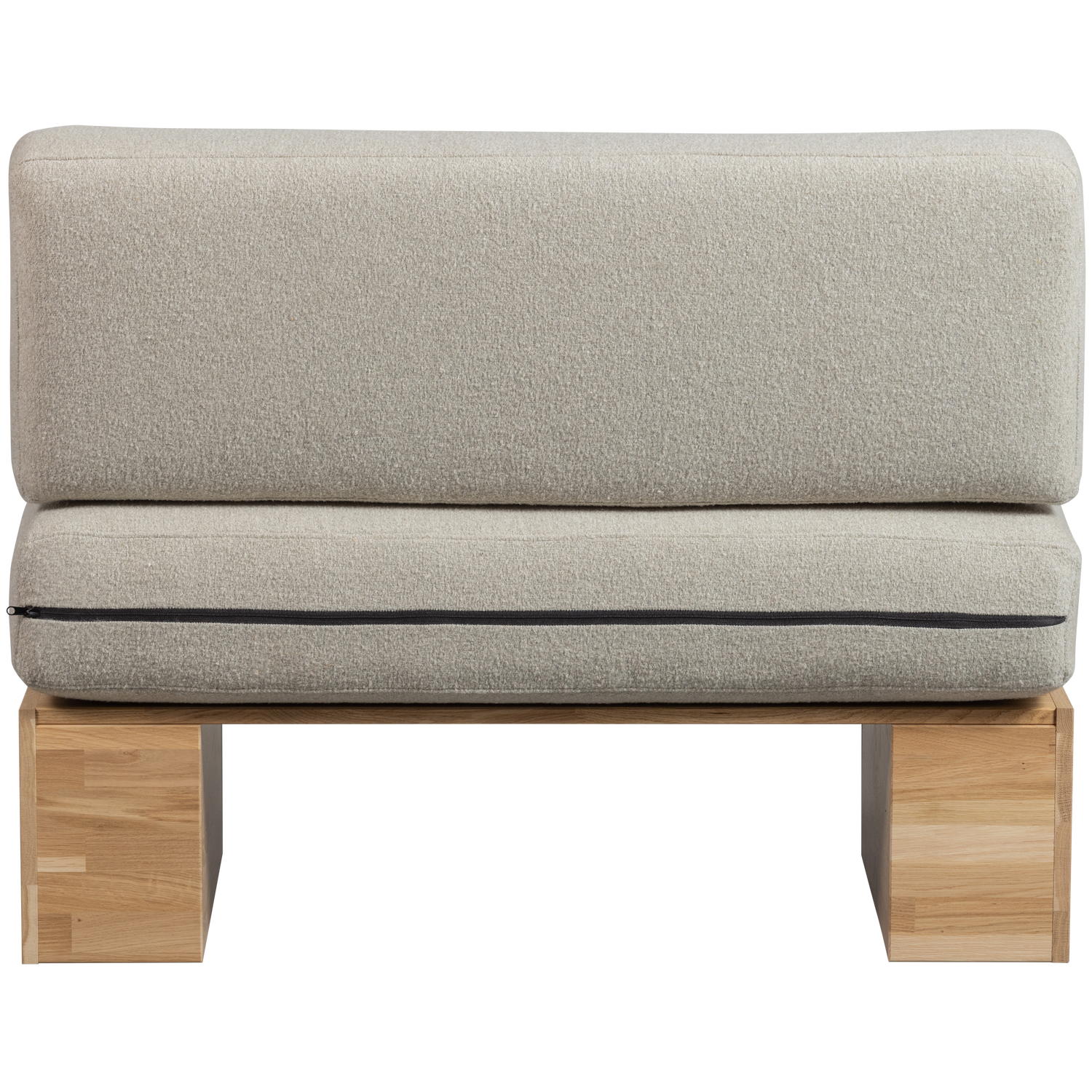 EAT UP Bench in Beige Bouclé with Oak Base