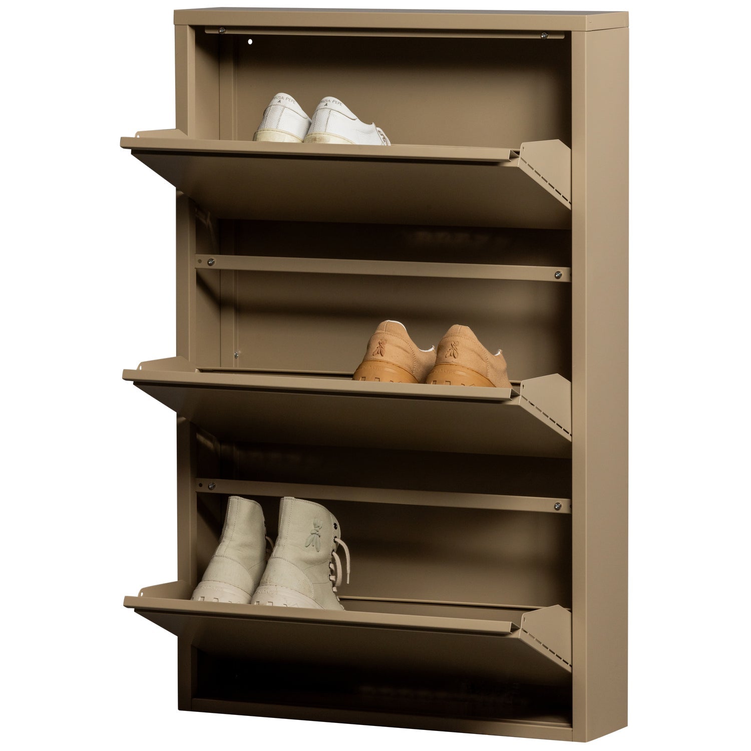 Sabine 3-Kompartentschuhschrank Metall Sand