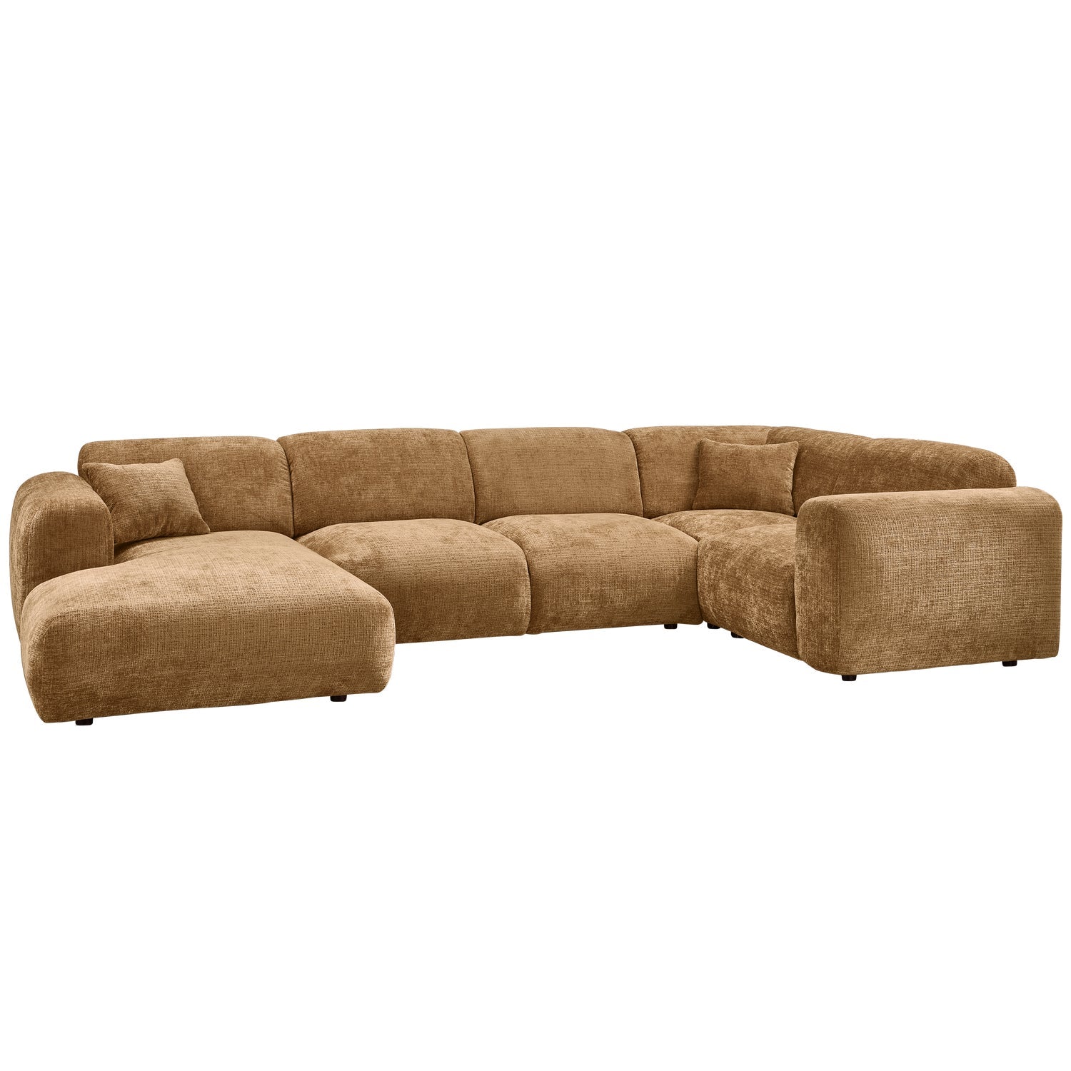 Panorama-Ecksofa rechts CLOUD honigfarben
