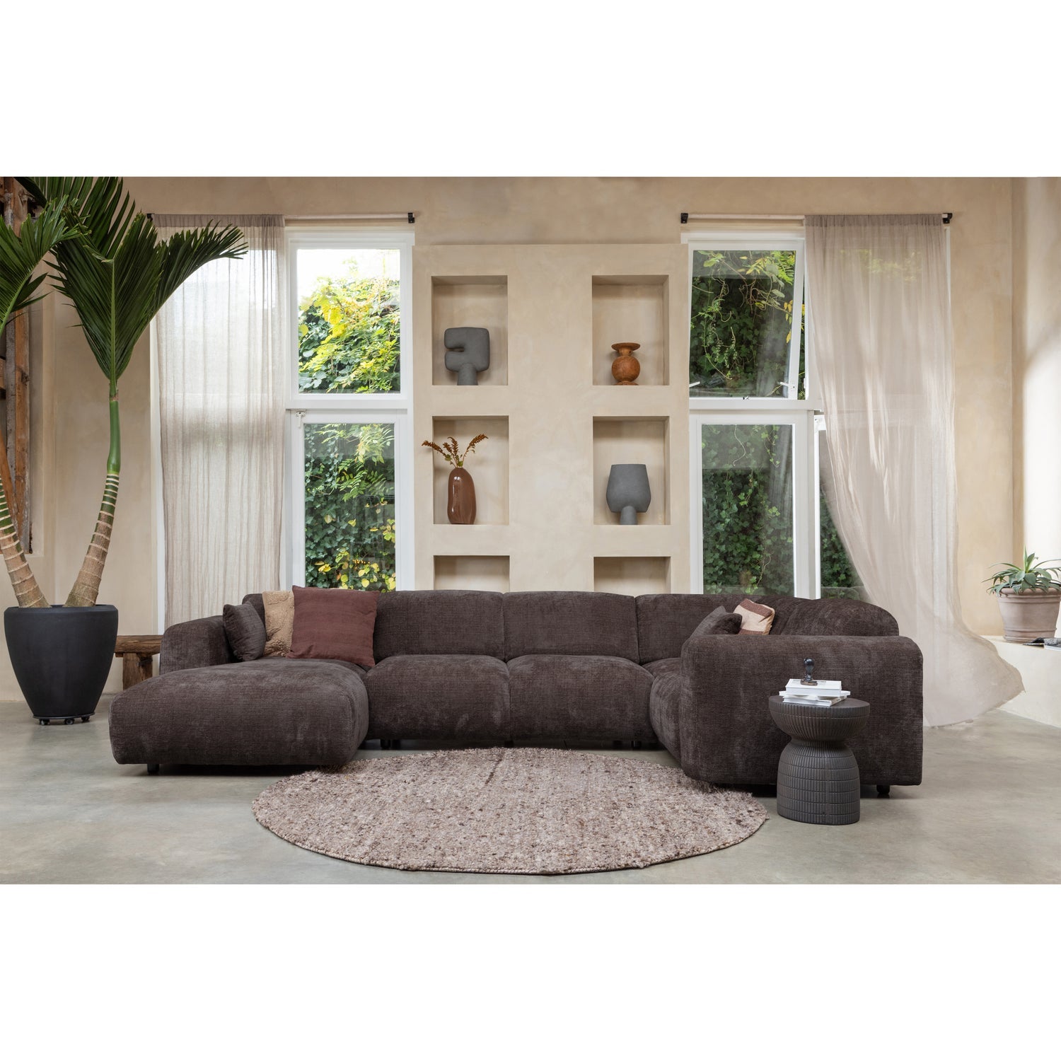 Panorama-Ecksofa rechts CLOUD braun