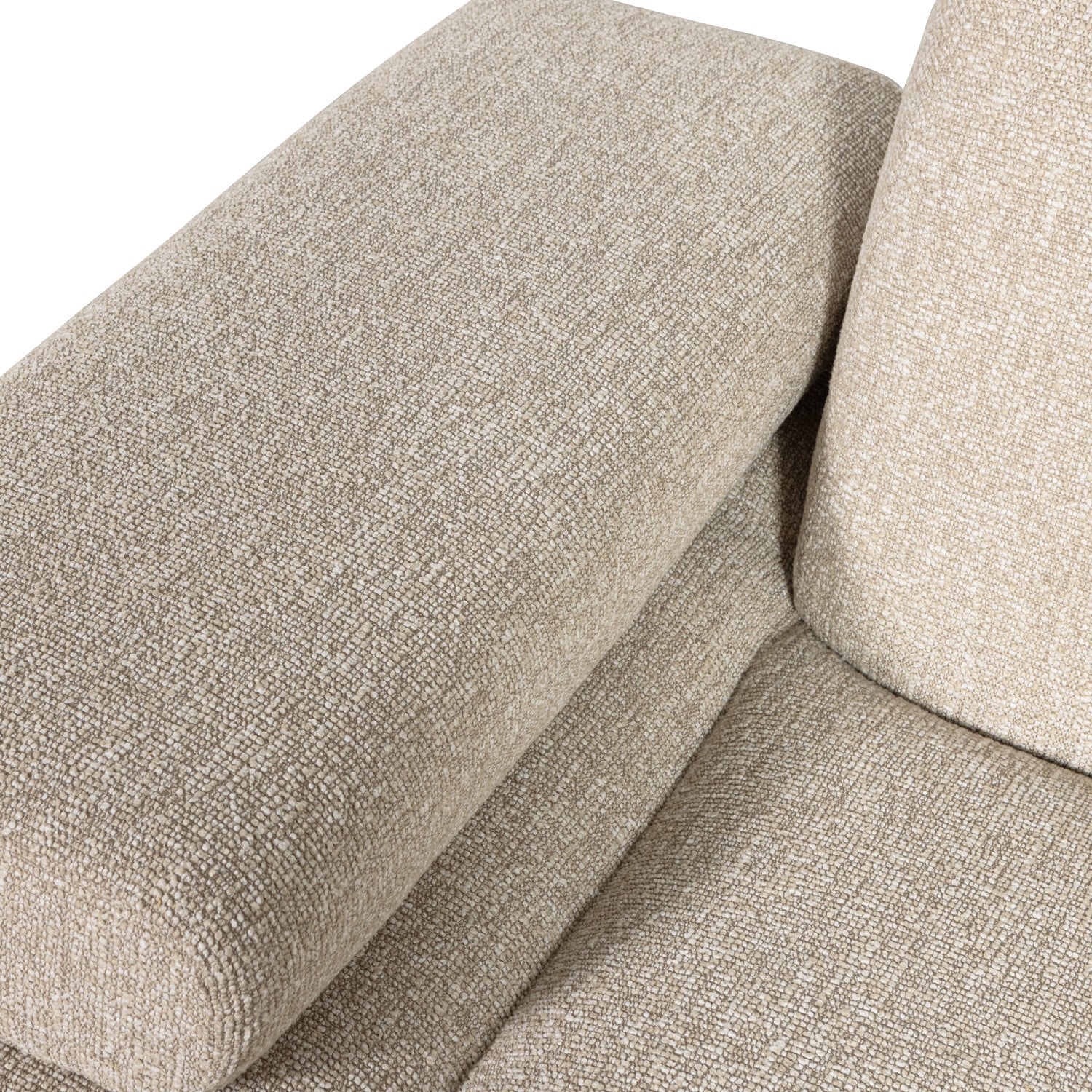 Modulares Sofa MOJO - linkes Element in beigem Mélange Bouclé