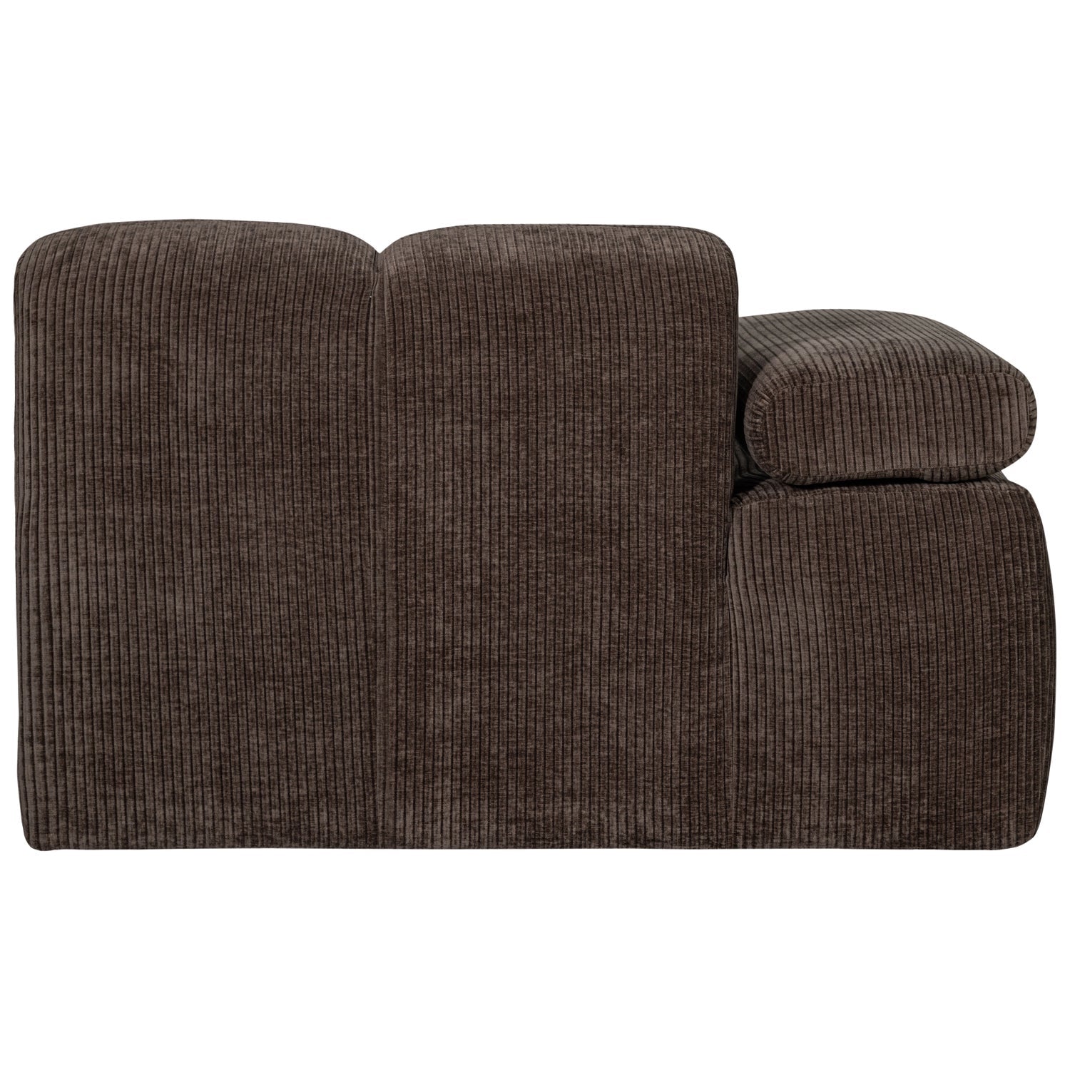 Modulares Sofa MOJO - 1-sitziges Element linksseitig in dunkelbraunem Cord [Klaudia]