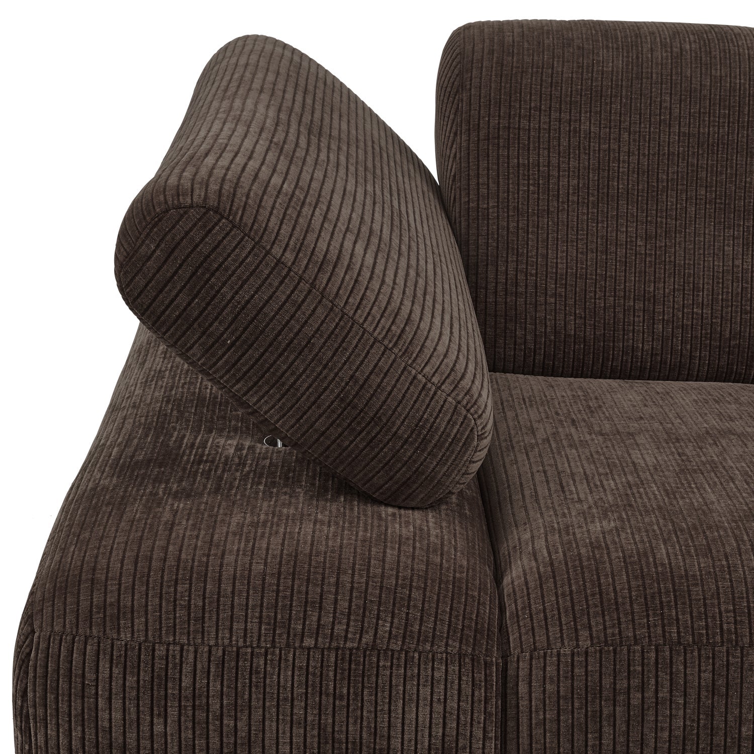 Modulares Sofa MOJO - 1-sitziges Element linksseitig in dunkelbraunem Cord [Klaudia]