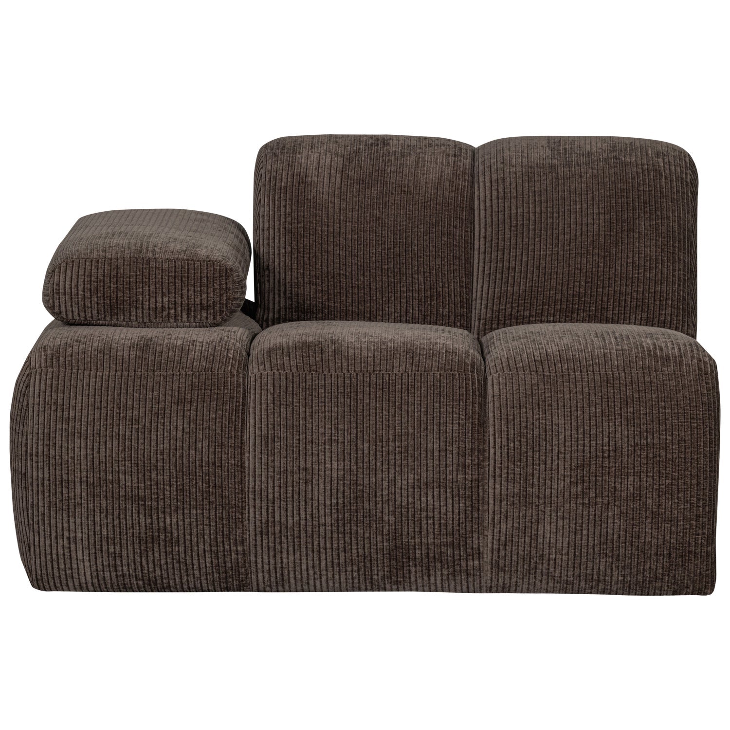 Modulares Sofa MOJO - 1-sitziges Element linksseitig in dunkelbraunem Cord [Klaudia]