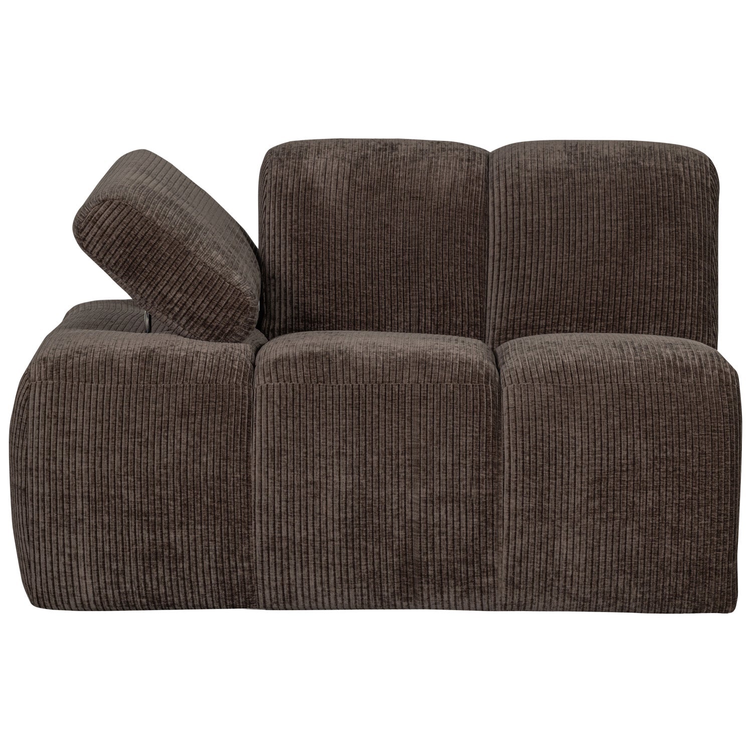 Modulares Sofa MOJO - 1-sitziges Element linksseitig in dunkelbraunem Cord [Klaudia]