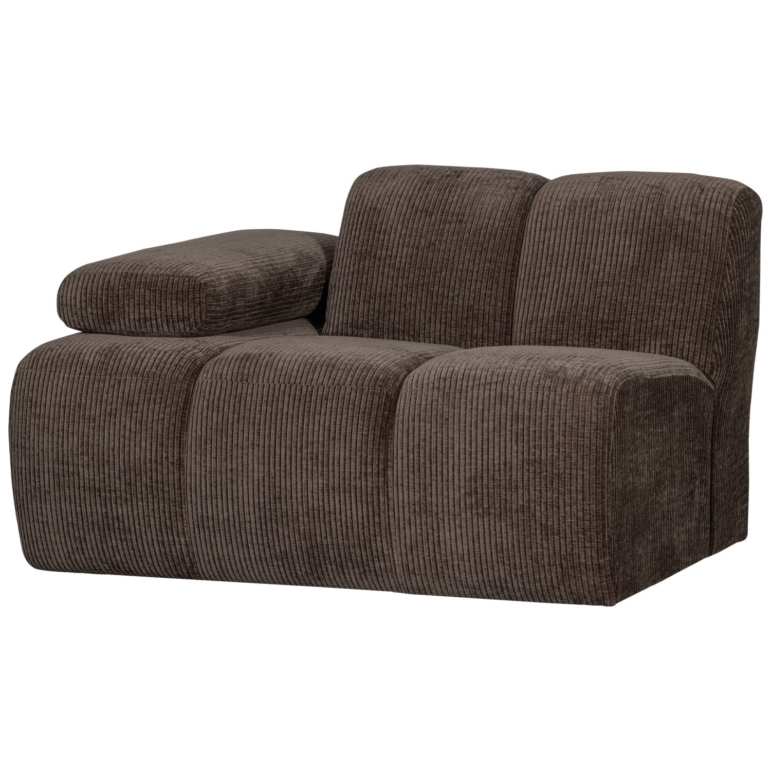 Modulares Sofa MOJO - 1-sitziges Element linksseitig in dunkelbraunem Cord [Klaudia]