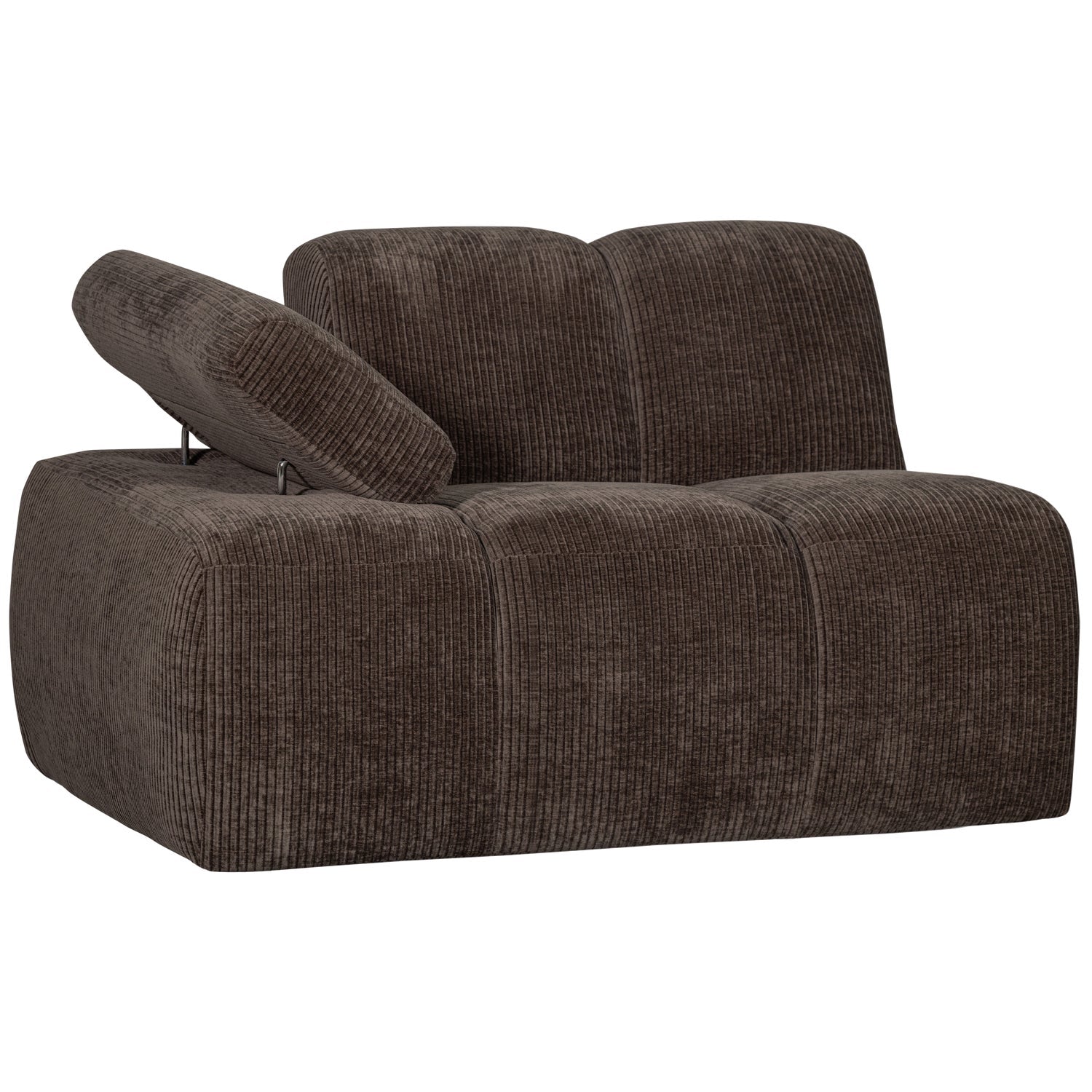 Modulares Sofa MOJO - 1-sitziges Element linksseitig in dunkelbraunem Cord [Klaudia]