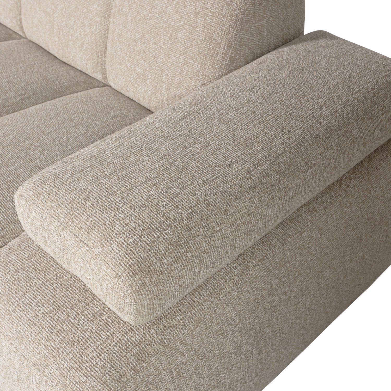 Modulares Sofa MOJO - 1,5-sitziges Element rechtsseitig in beigem Mélange Bouclé