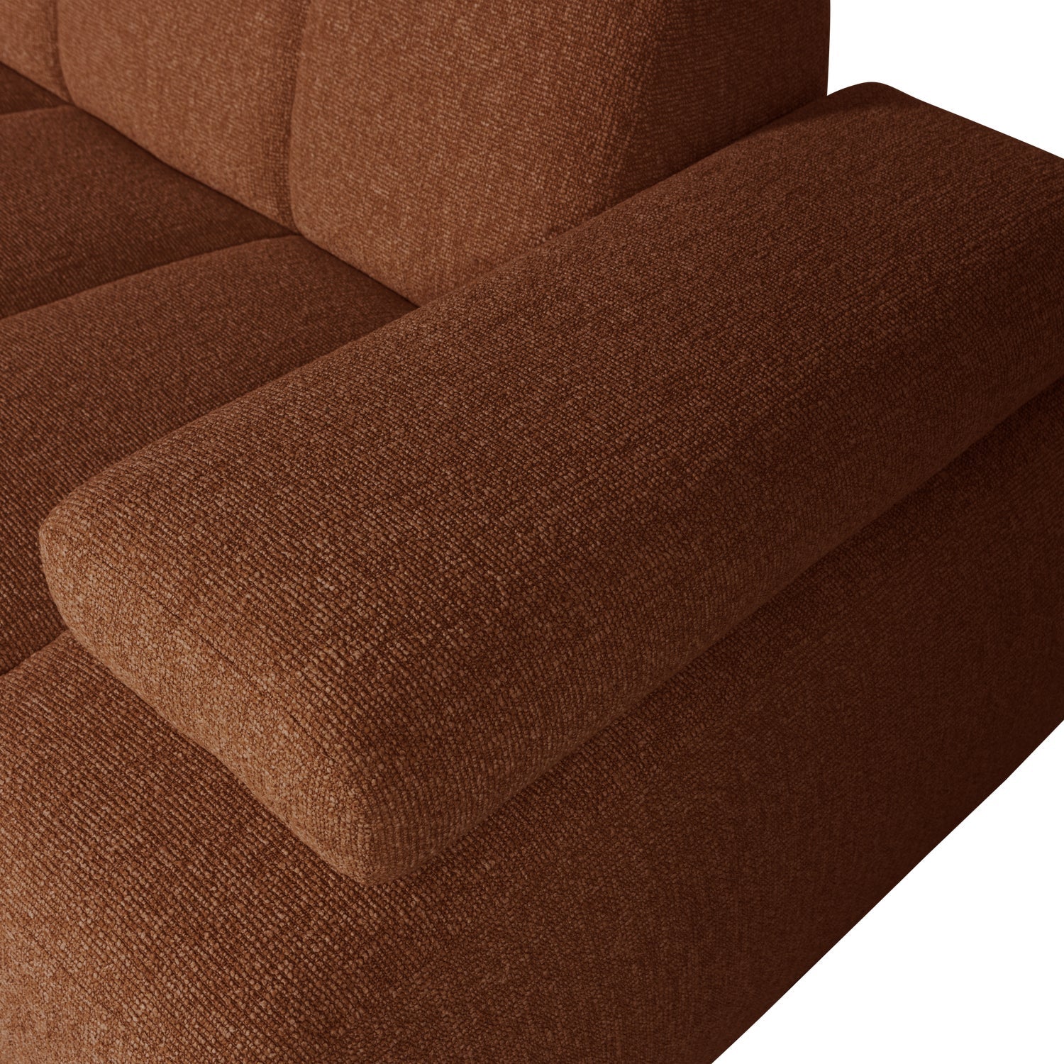Modulares Sofa MOJO - 1,5-sitziges Element rechtsseitig in braunem Bouclé [Klaudia]