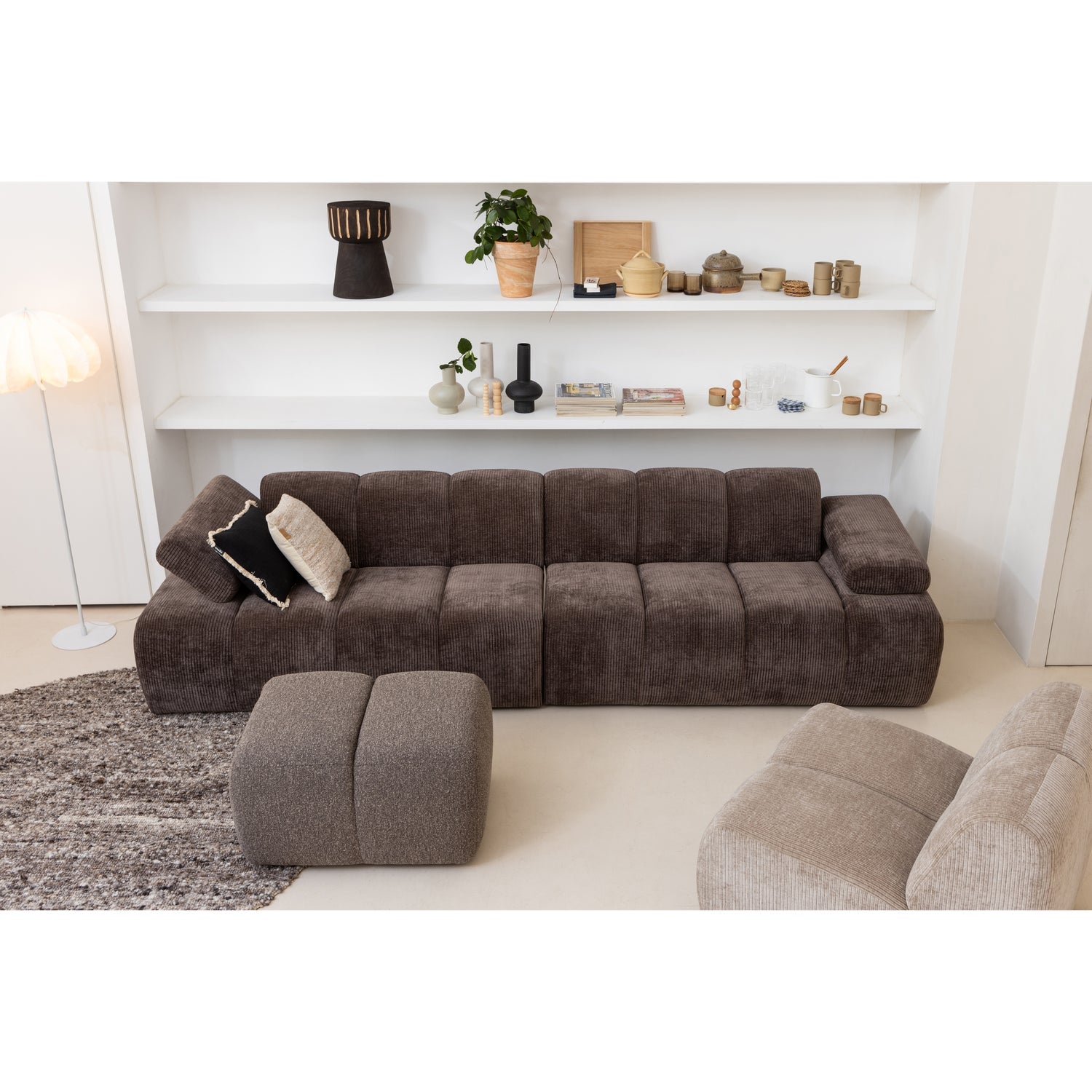 Modulares Sofa MOJO - 1,5-sitziges Element rechtsseitig dunkelbraun Cord