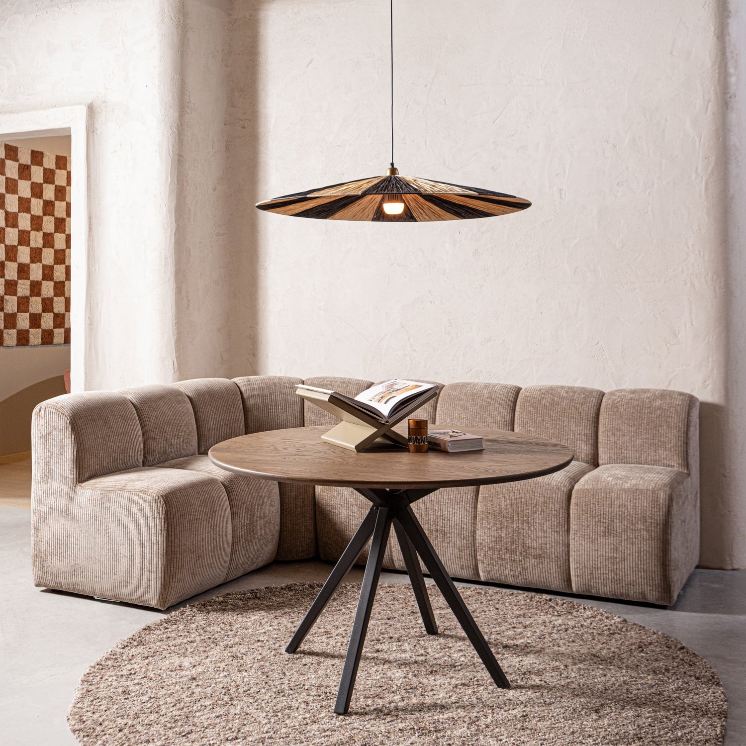 Modulares Sofa MOJO BENCH - Element für 3 Personen in rostbraunem Schaffell