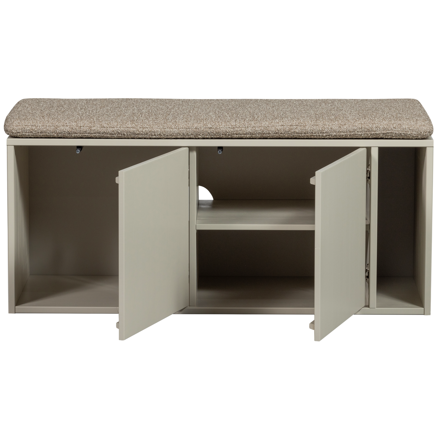 SETTLE Upholstered Bench in Grey Beige