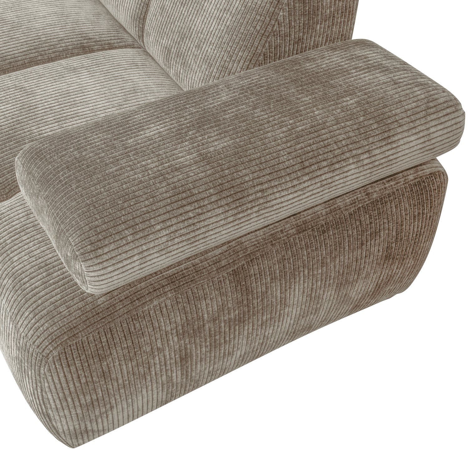 Mojo Ecksofa links gewebter Rippenstoff Dunkler Sand