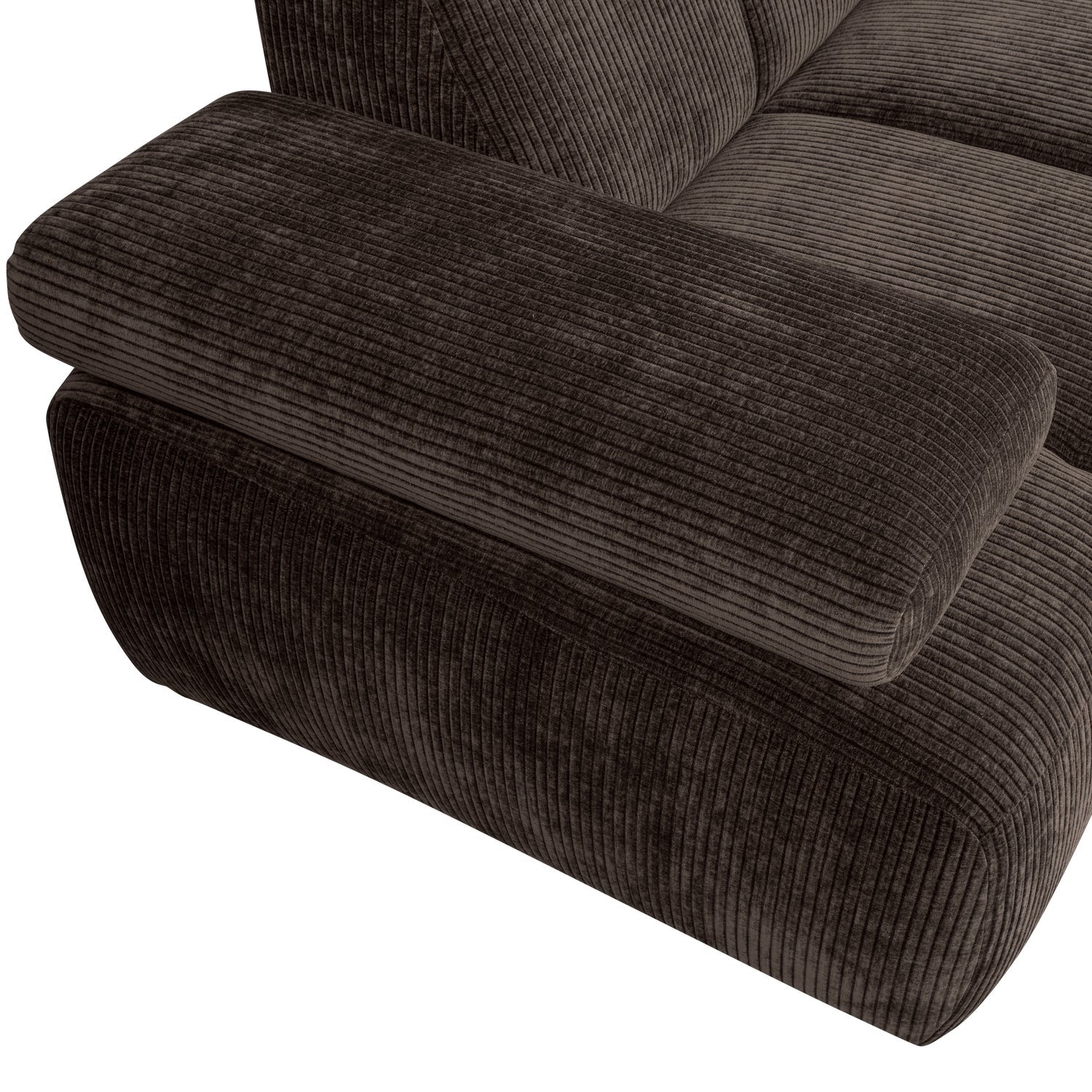 Mojo -Ecksofa rechts gewebtes Rippenstoff braun