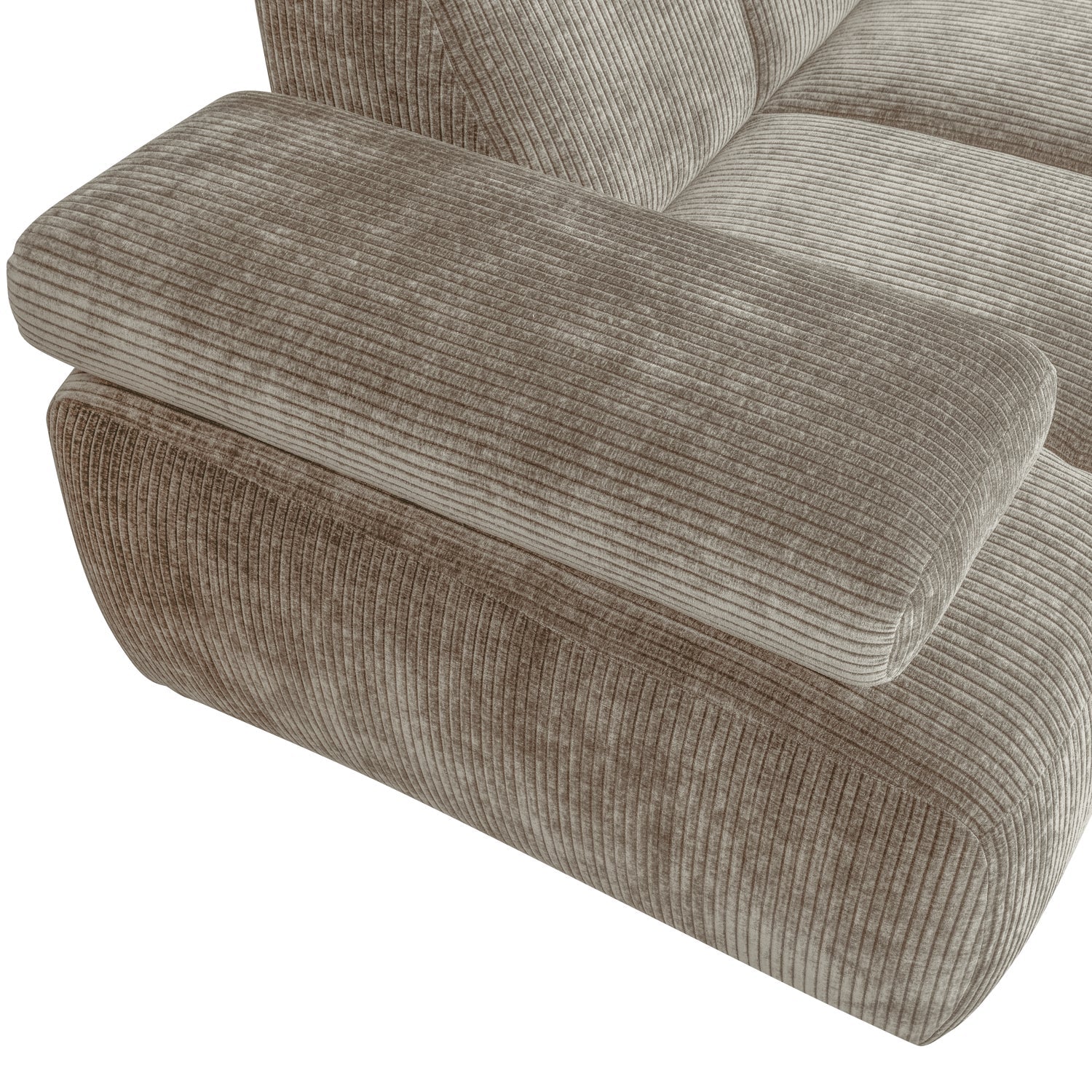 Mojo Ecksofa rechts gewebtes Rippenstoff dunkler Sand