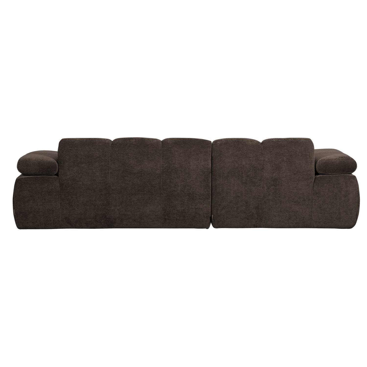Modularer, linksseitiger Ecksofa MOJO in dunkelbraunem Cord