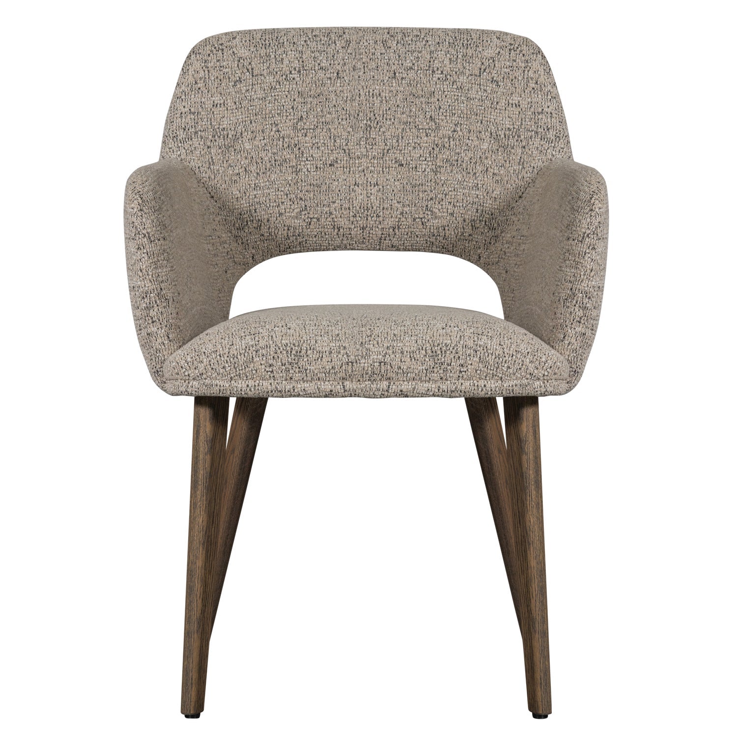 Stuhl MURAT in grau-beige mit dunkelbraunem Eichenfuß