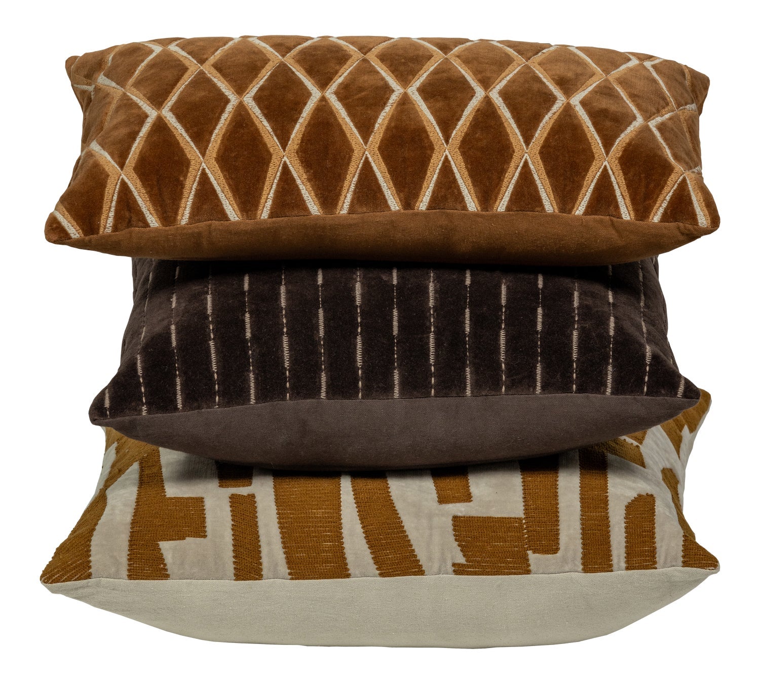 Set of 3 - Isai Cushions Brown