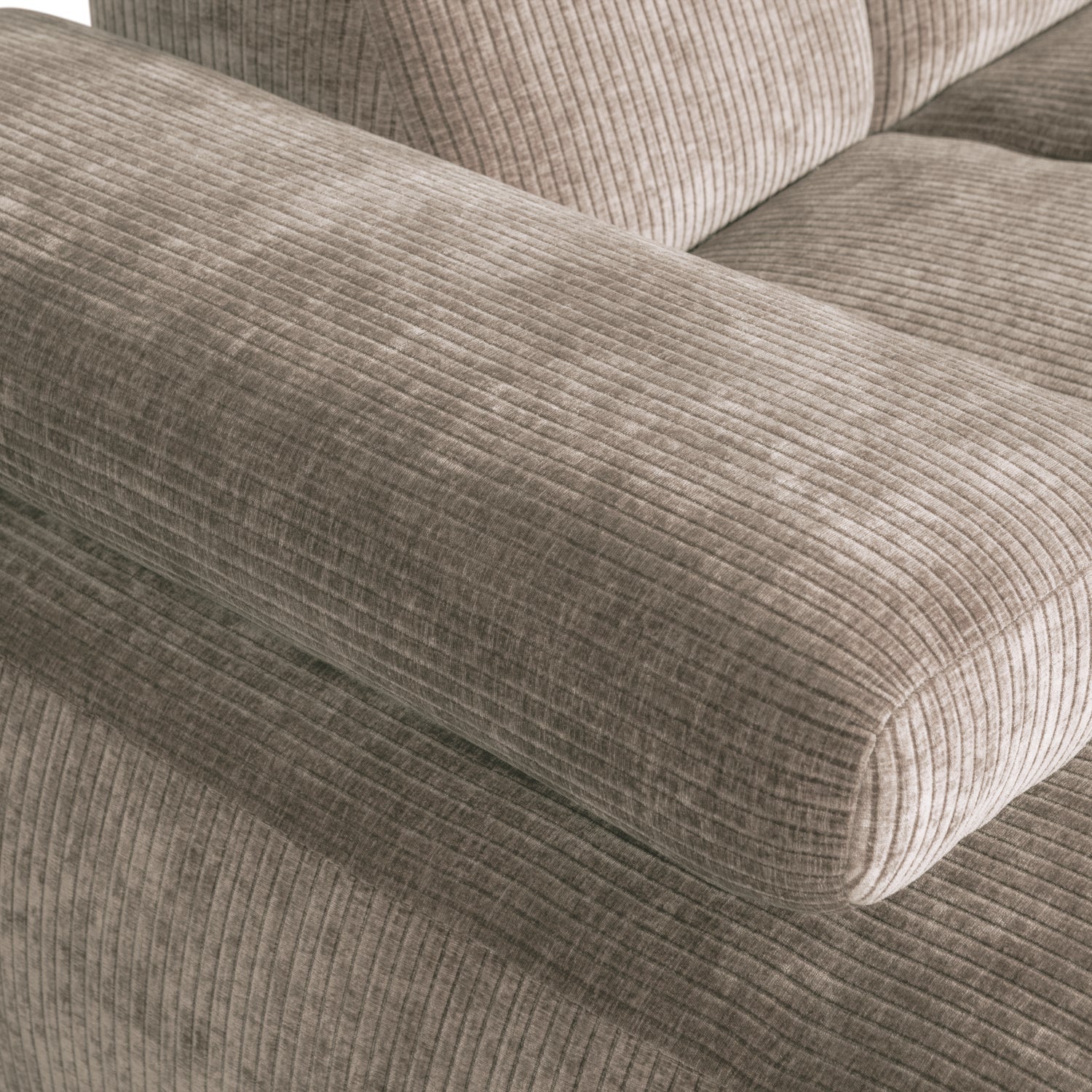 Mojo Chaise Longue links gewebtes Rippenstoff dunkler Sand