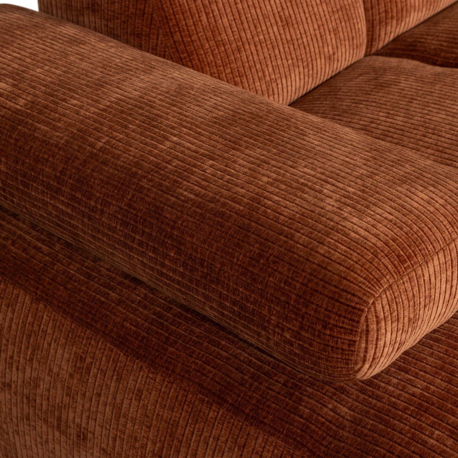 Mojo Chaise Longue links gewebtes Rippenstoff Rostbraun