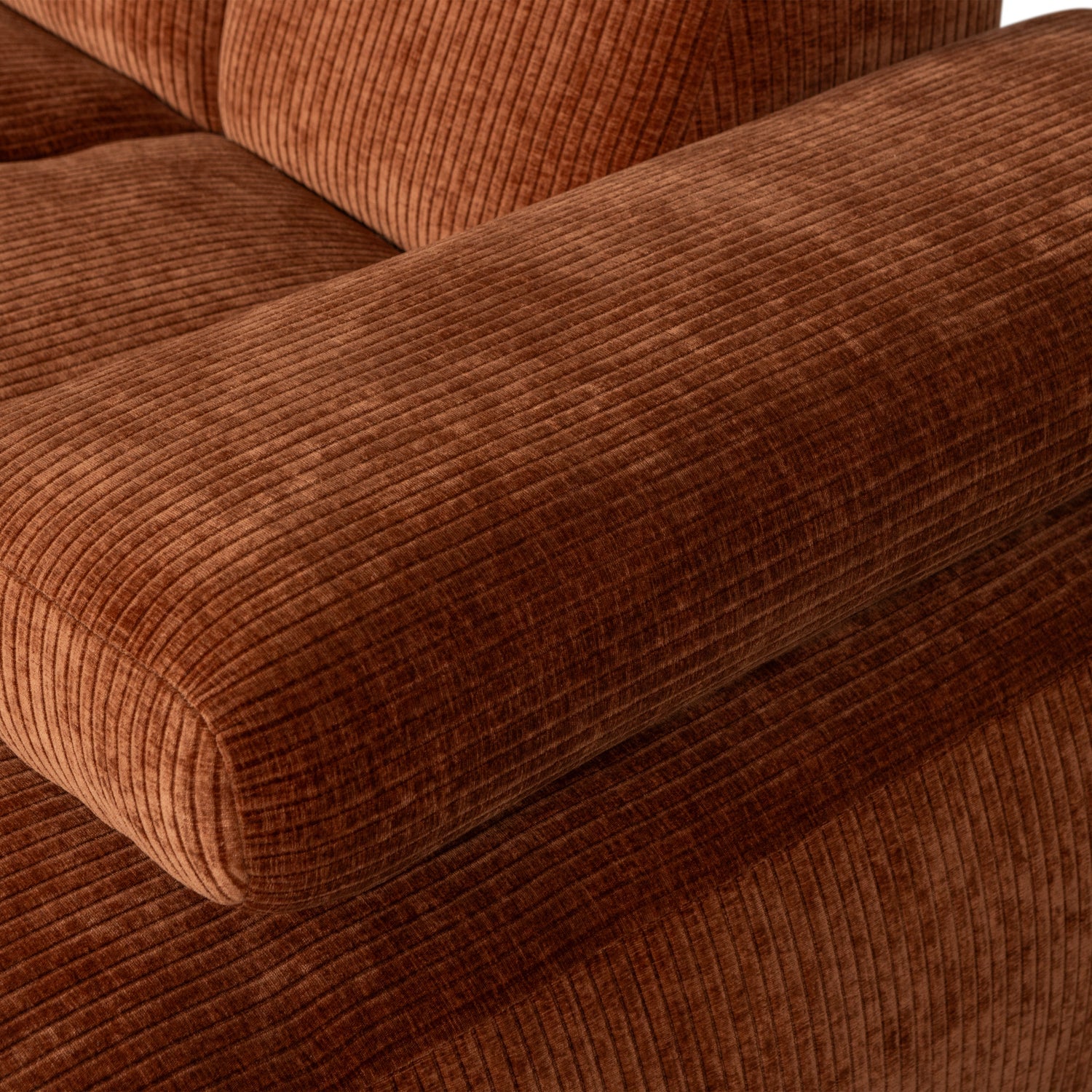 Mojo Chaise Longue rechts gewebtes Rippenstoff Rostbraun