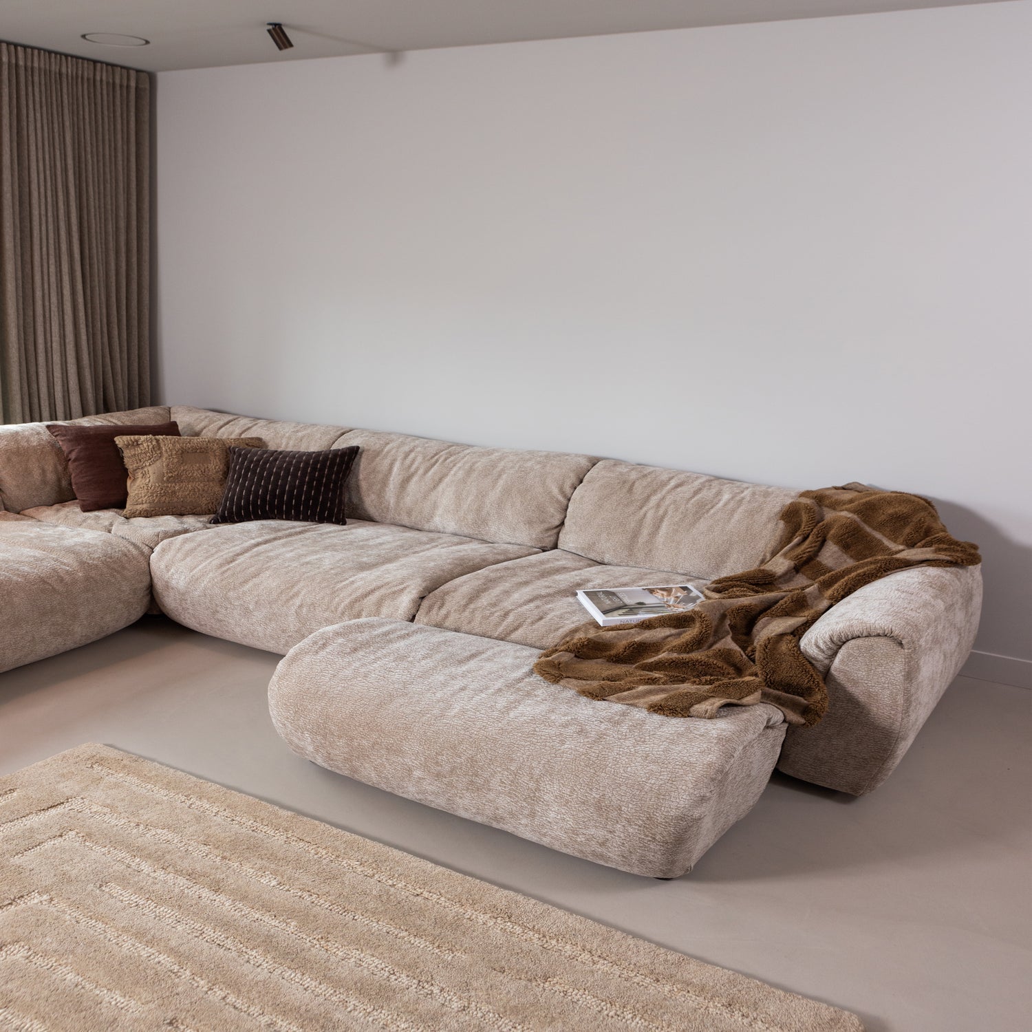 Modulsofa BAGGY - sandfarbener Chenille-Element