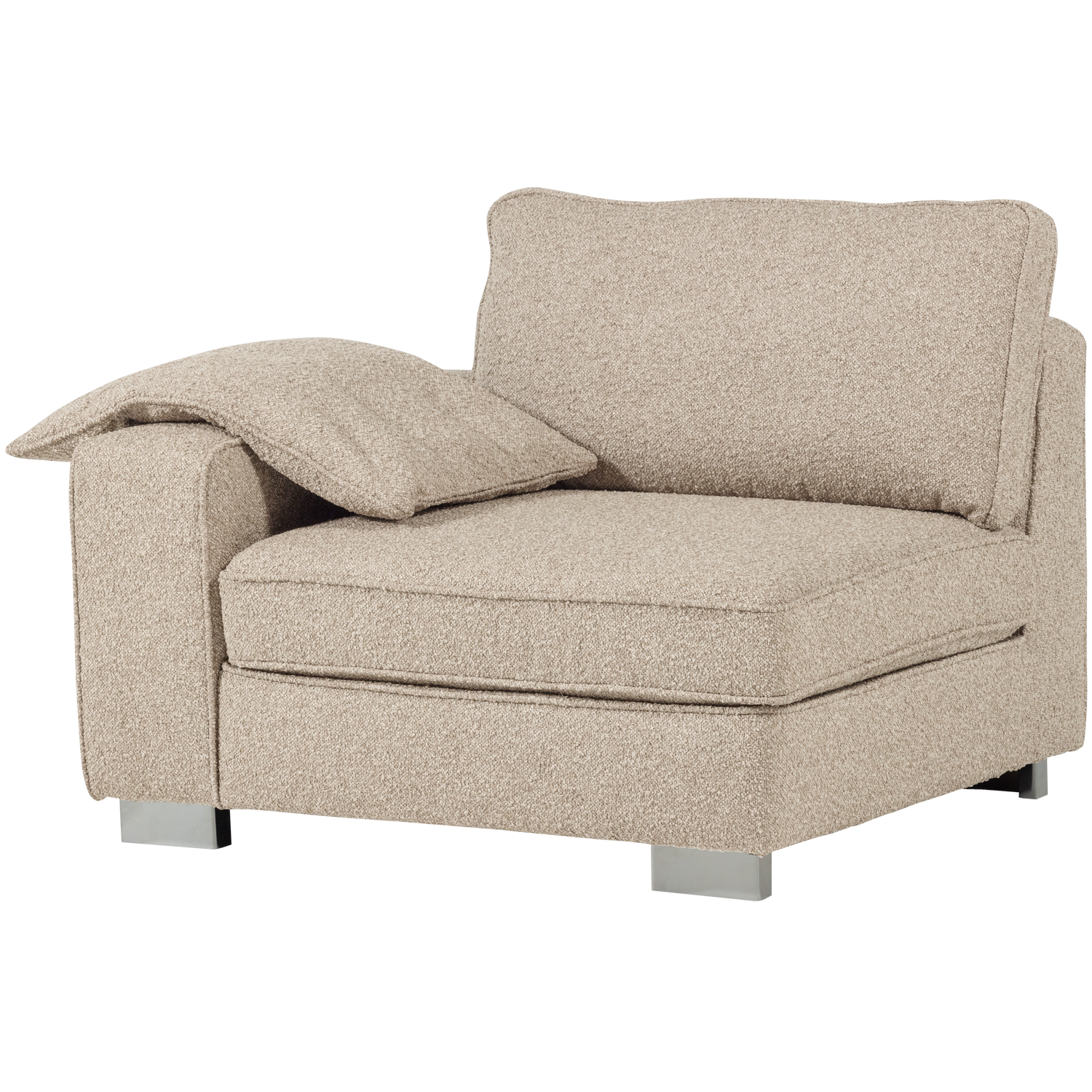 Sofa LAZY - Endmodul links sandfarbener Bouclé