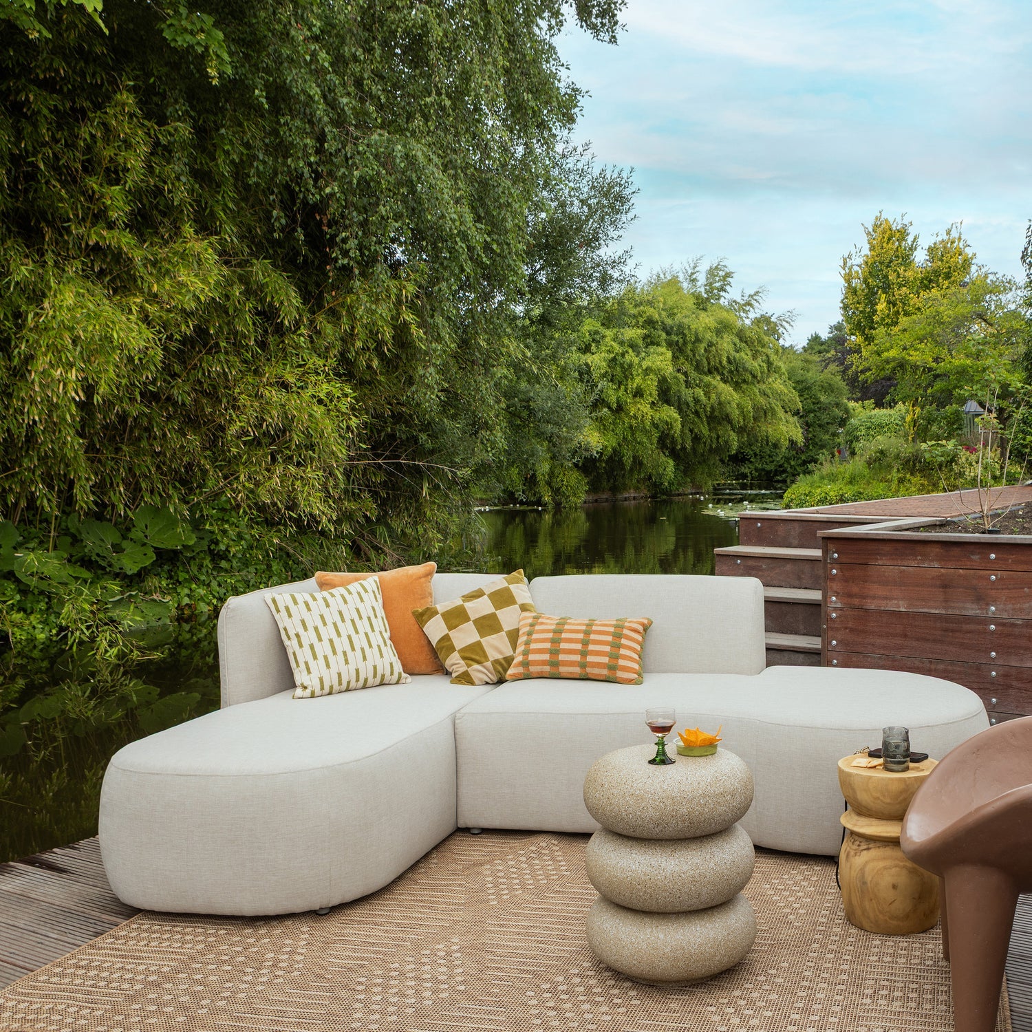 Ecksofa für den Garten links CHIOS beige