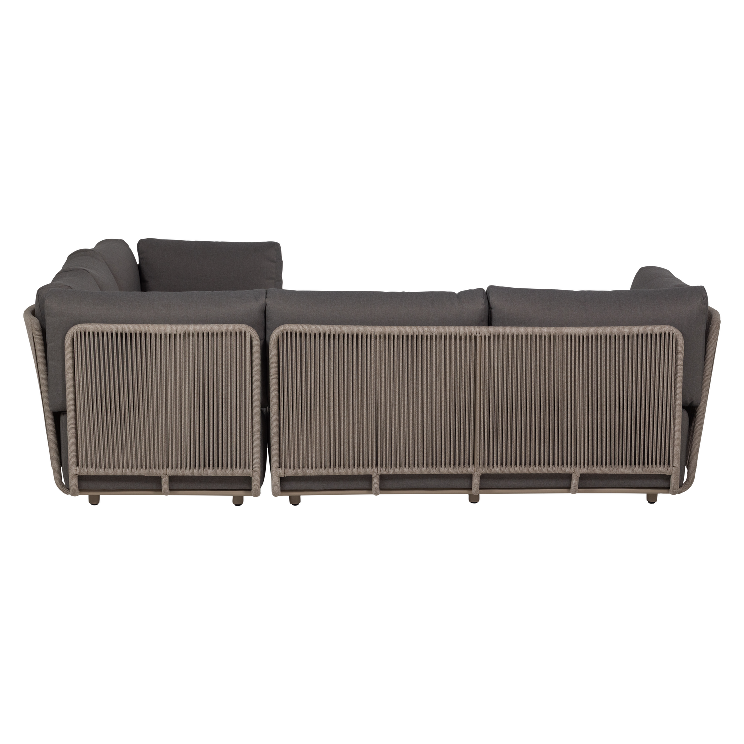 Symmetrical Garden Corner Sofa SORA Gray with Brown Frame