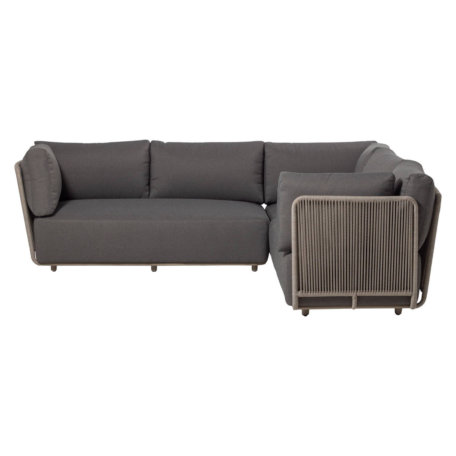 Symmetrical Garden Corner Sofa SORA Gray with Brown Frame