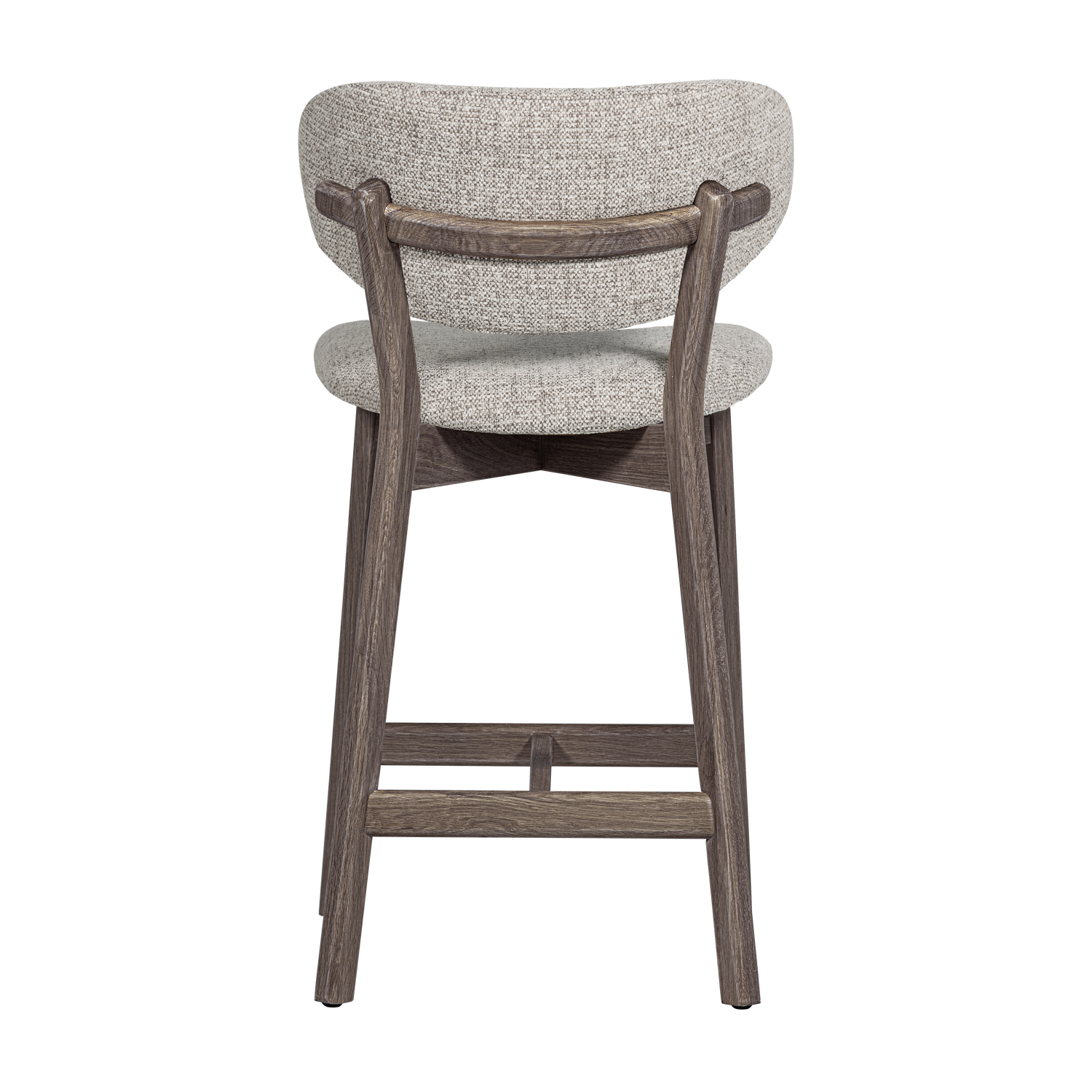 UDAR Bar Stool in Gray-Brown with Dark Brown Wooden Base