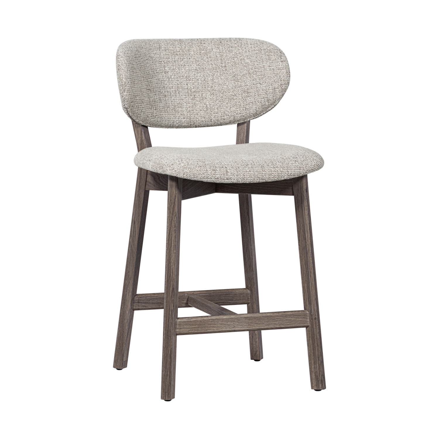 UDAR Bar Stool in Gray-Brown with Dark Brown Wooden Base