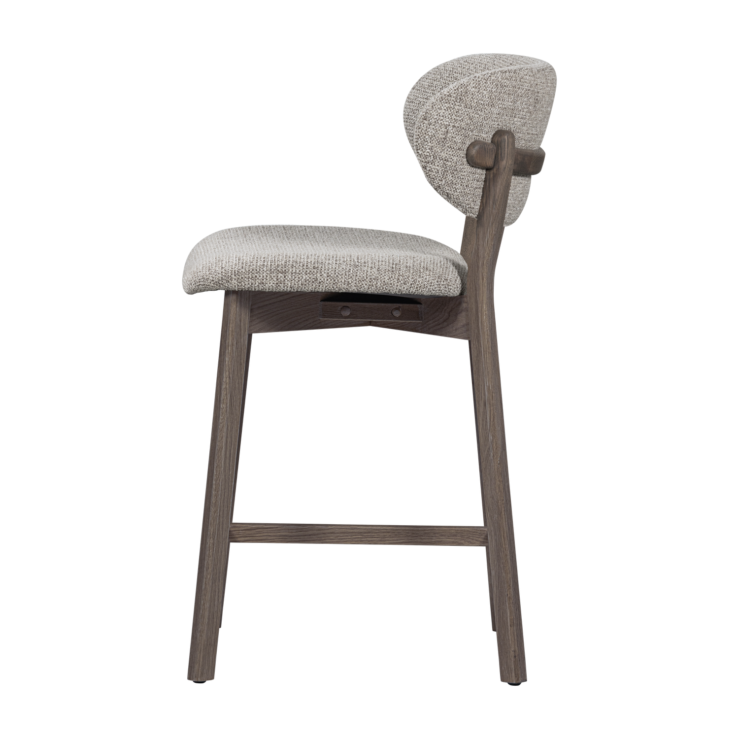 UDAR Bar Stool in Gray-Brown with Dark Brown Wooden Base