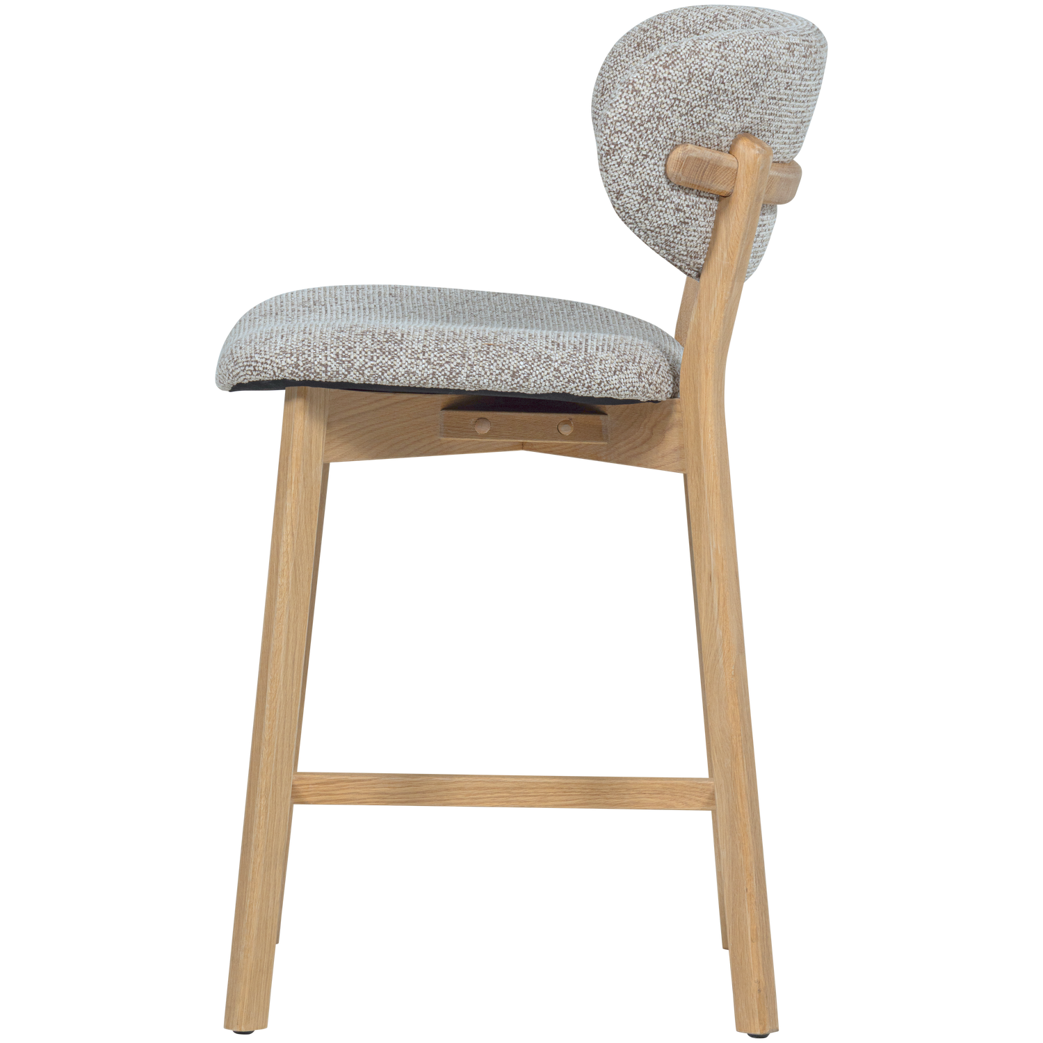 UDAR Bar Stool in Gray-Beige with Wooden Base