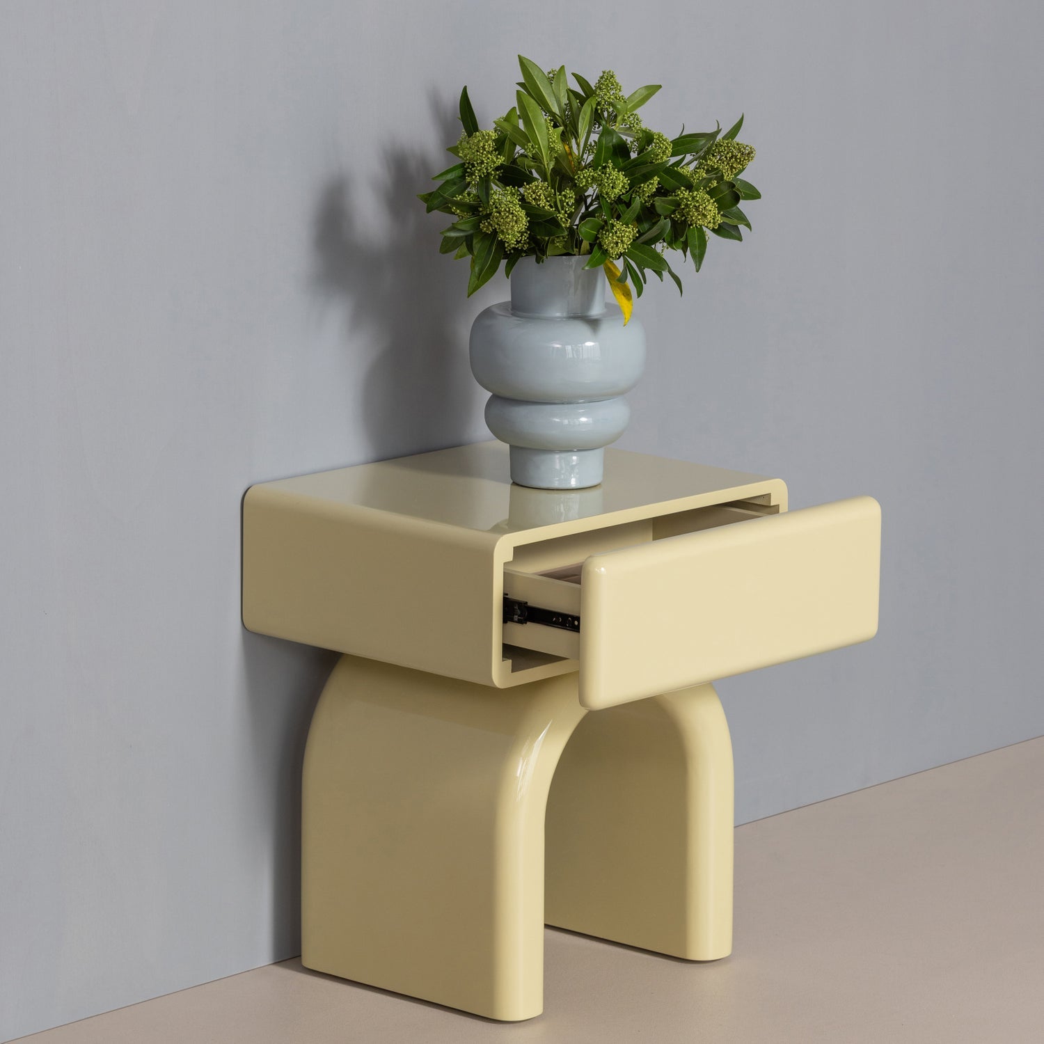 ZOREL Butter Cream Drawer Table