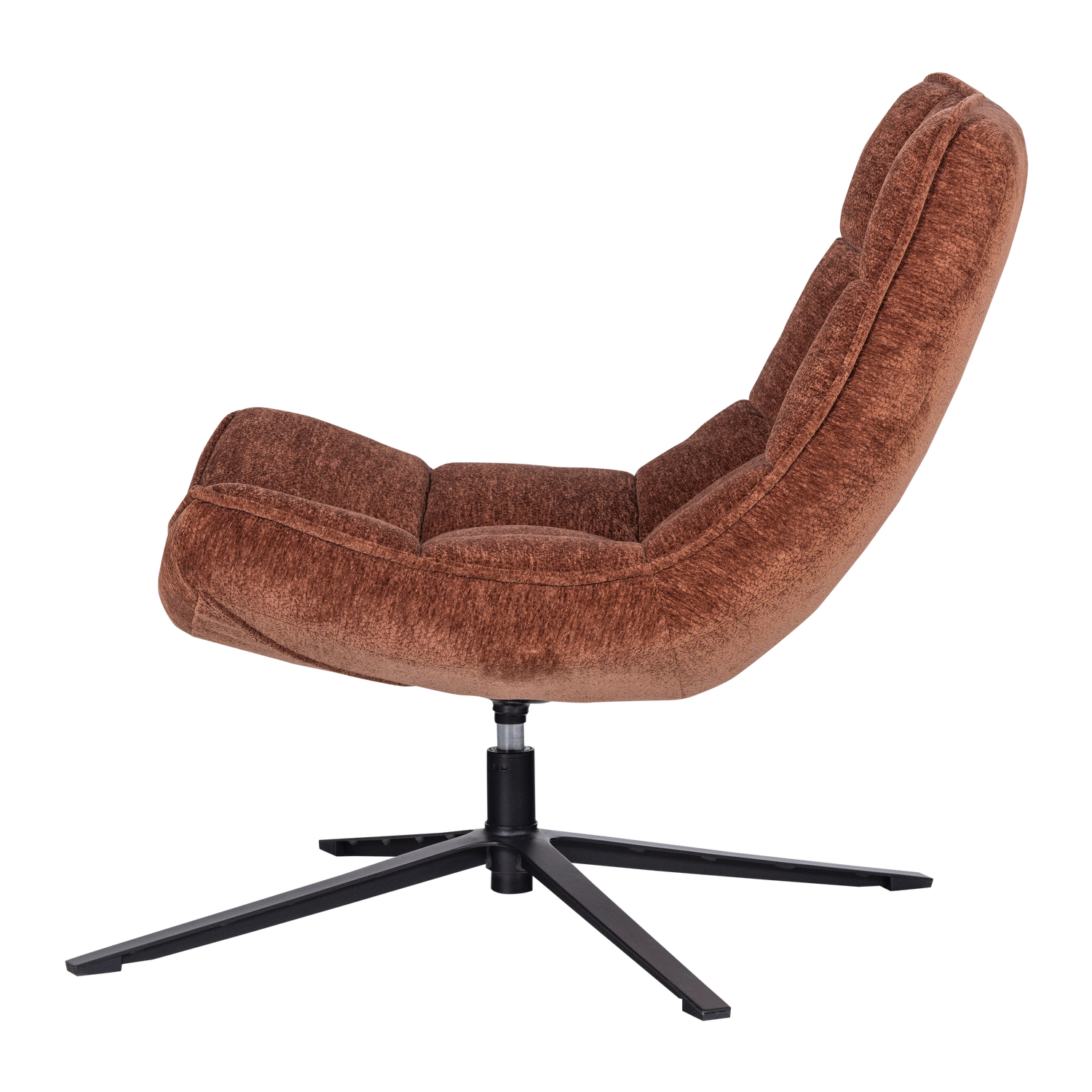 MAUDI swivel armchair in rusty brown chenille