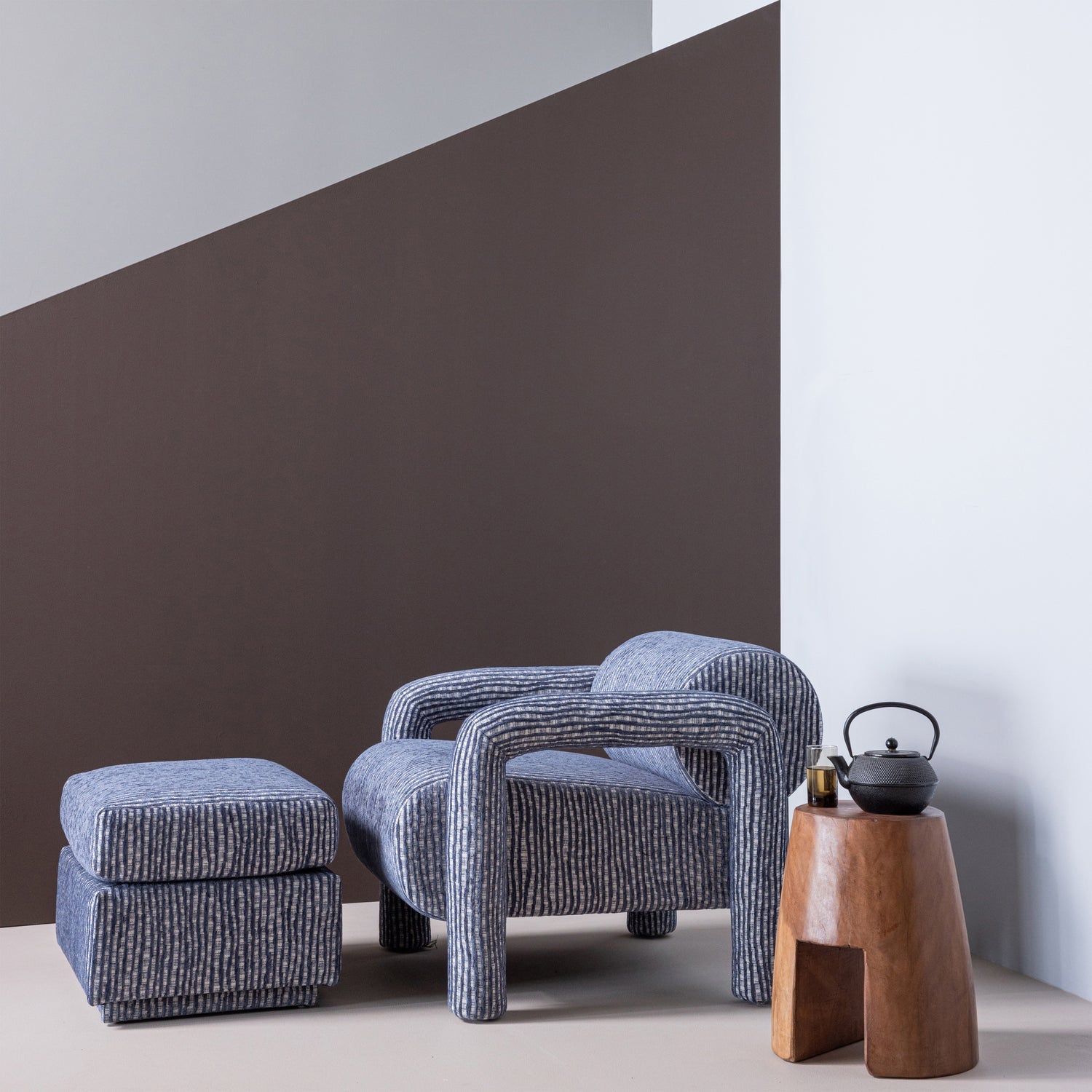 Blue and Gray Pouf LOU