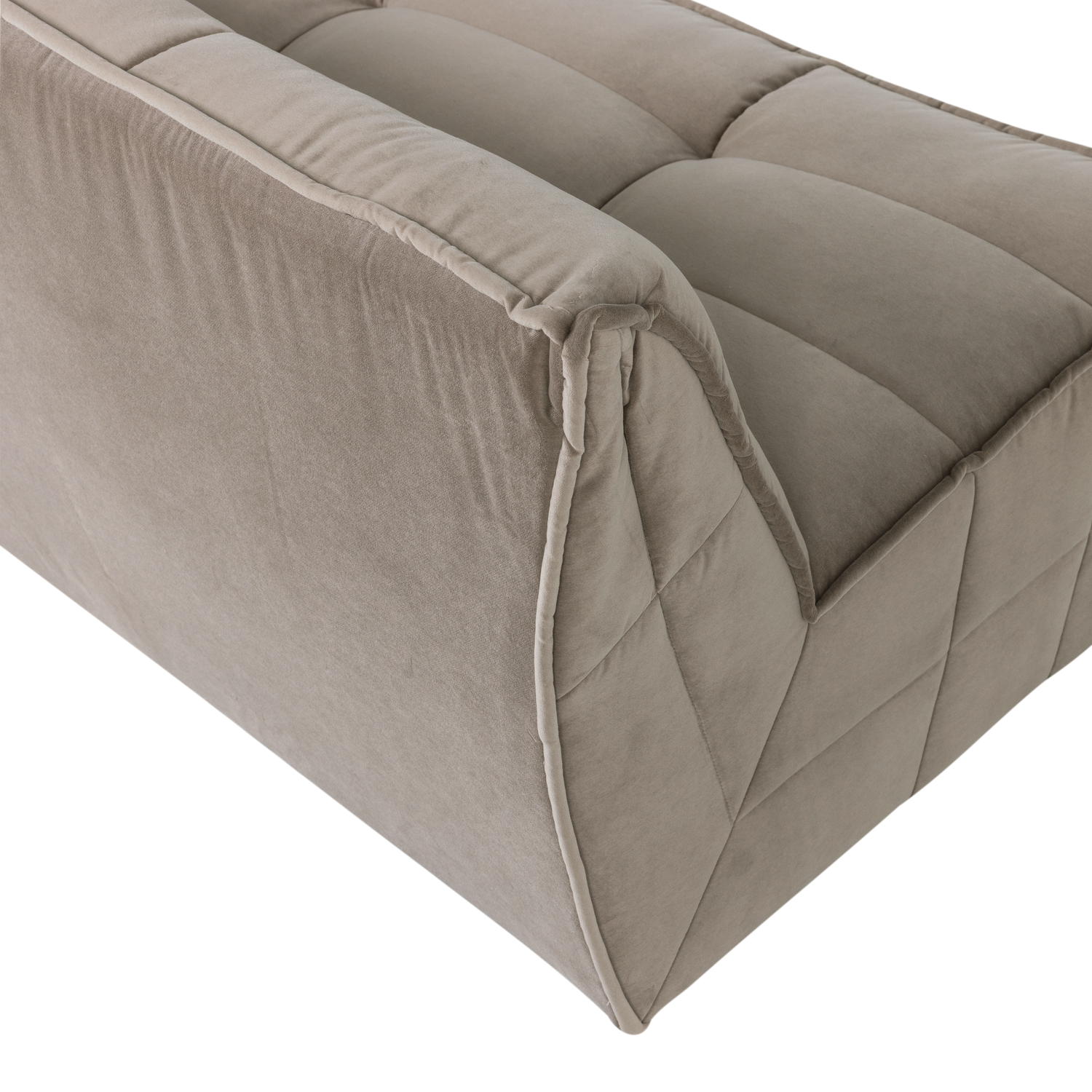 Velvet Sofa CLUSTER - 3-Seater Module in Beige