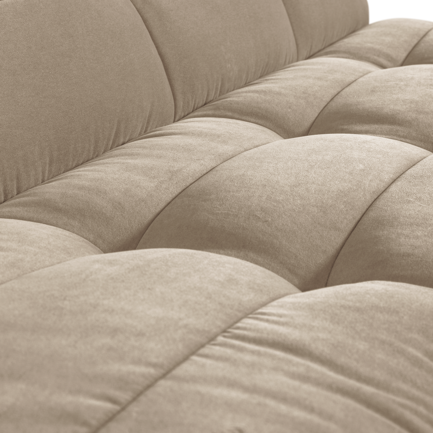 Velvet Sofa CLUSTER BENCH - 3-Seater Module in Sand