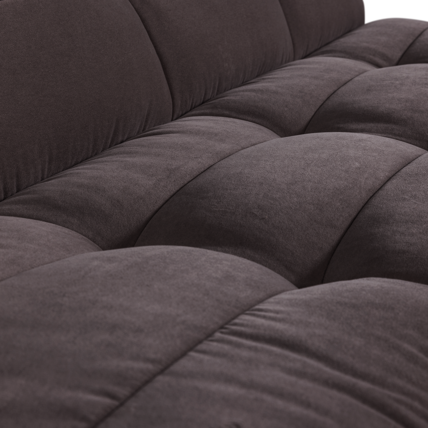 Velvet Sofa CLUSTER BENCH - 3-Seater Module in Chocolate