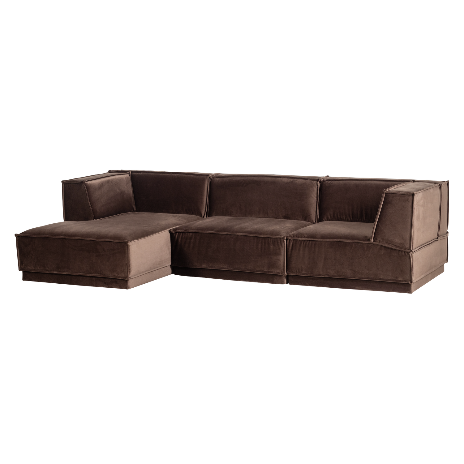 Samt-Ecksofa links MANU braun