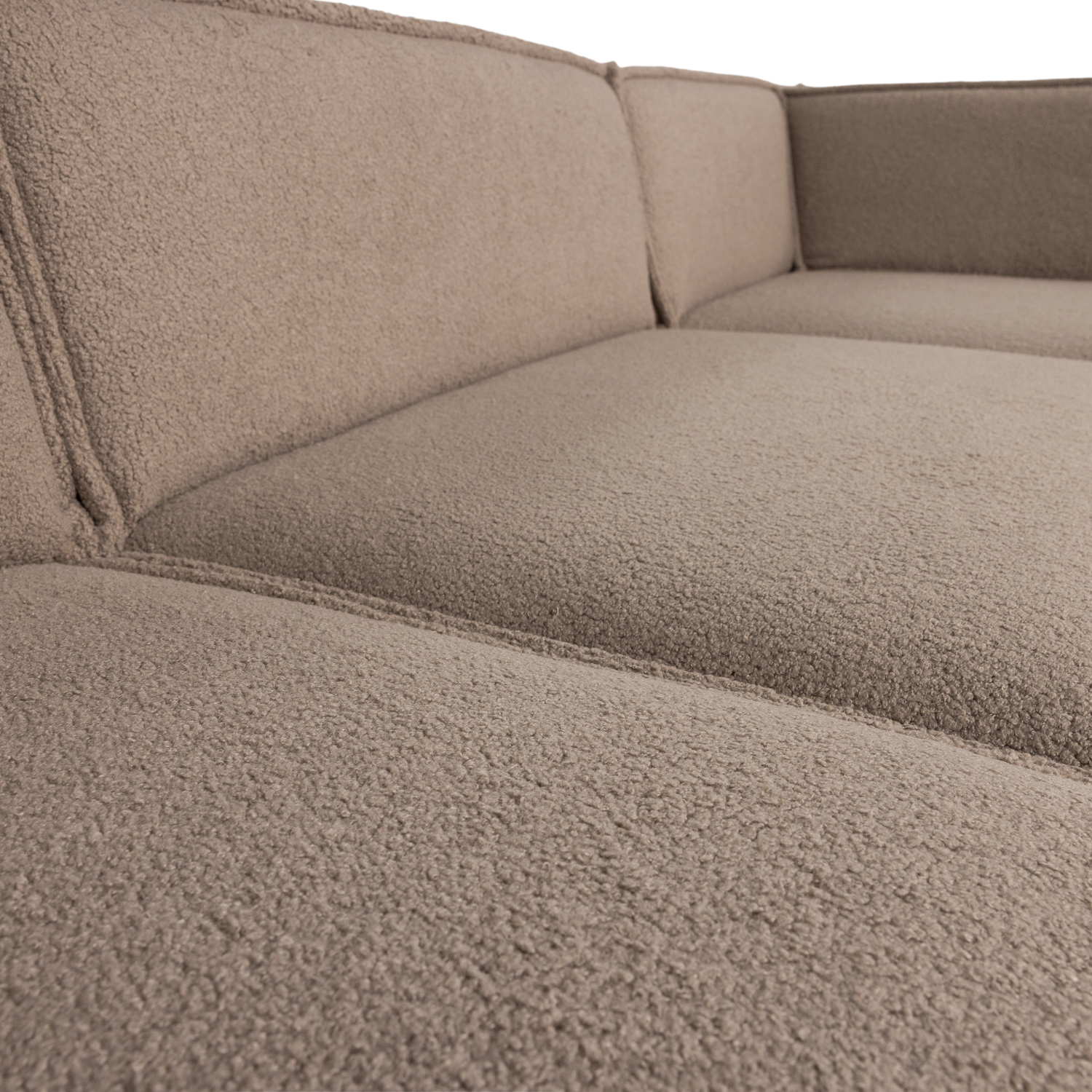 Rechtsseitige Eckcouch MANU in beige Schaffell