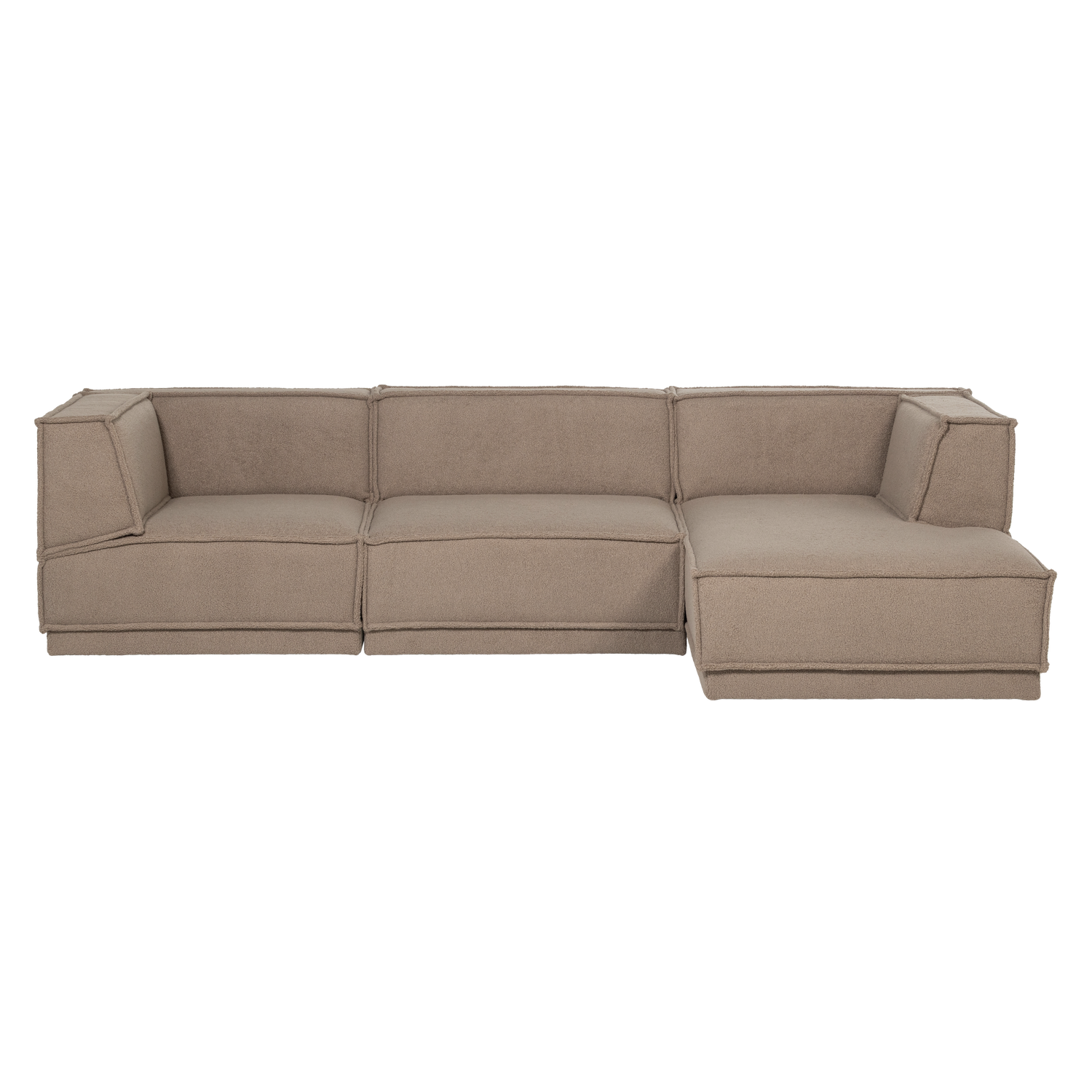 Rechtsseitige Eckcouch MANU in beige Schaffell