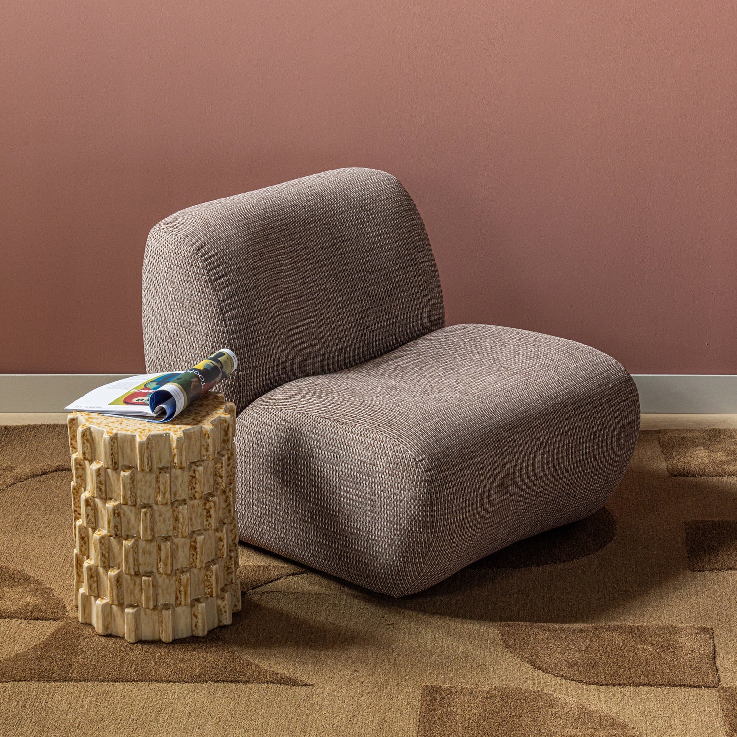 NOMU Armchair in Brown Chenille