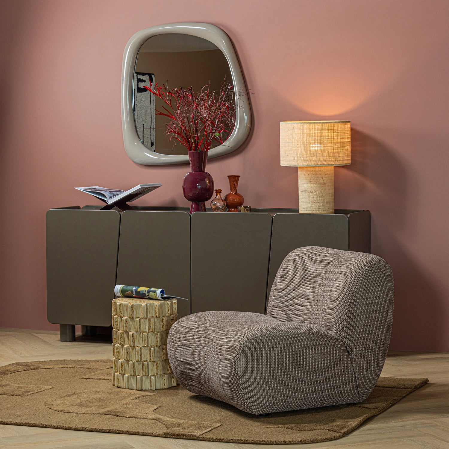 NOMU Armchair in Brown Chenille