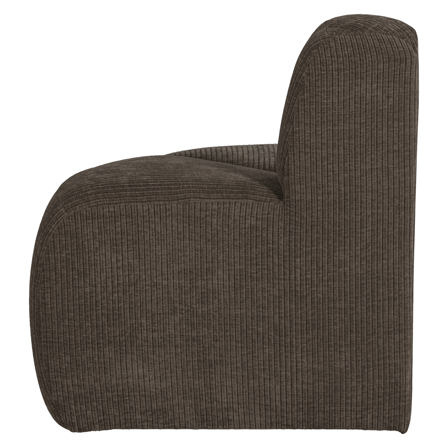 Modulares Sofa MOJO BENCH - abgerundetes Eckelement in braunem Cordstoff